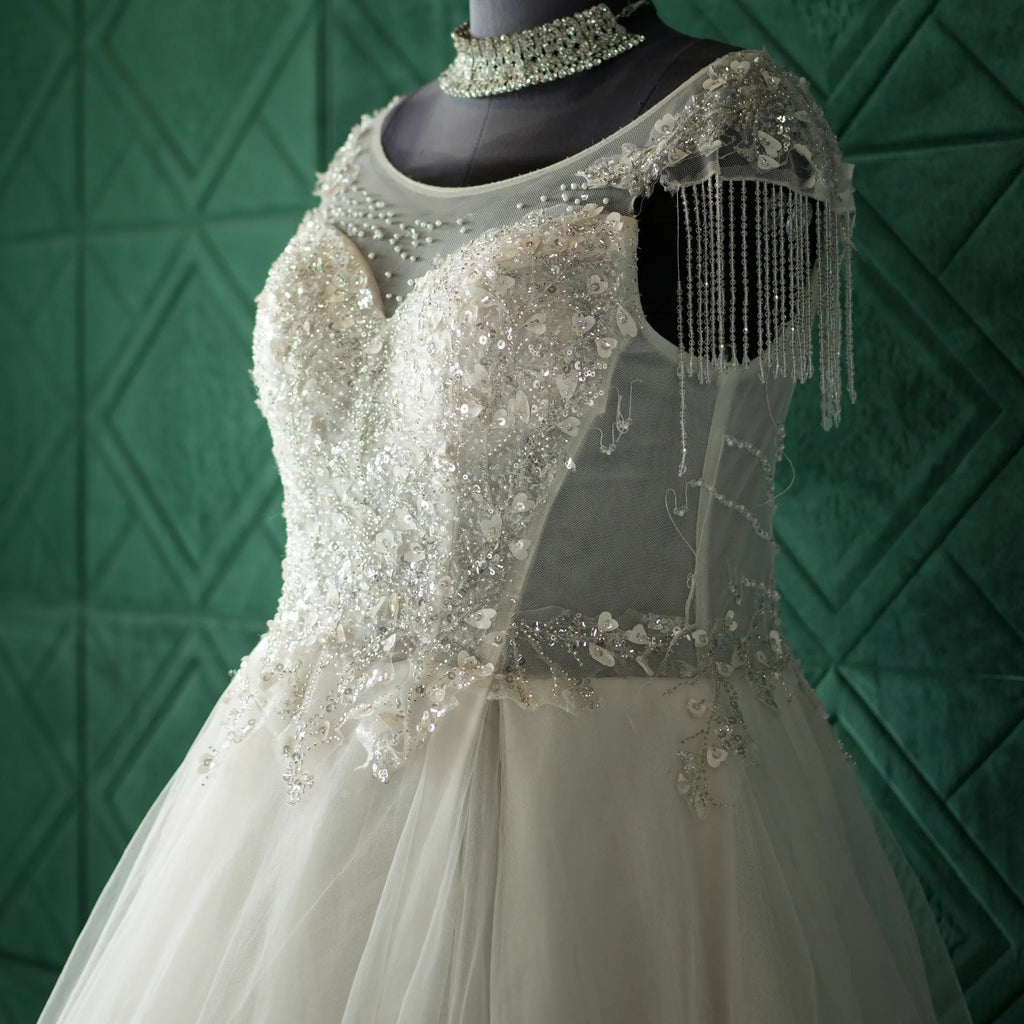 White Bridal Net Gown