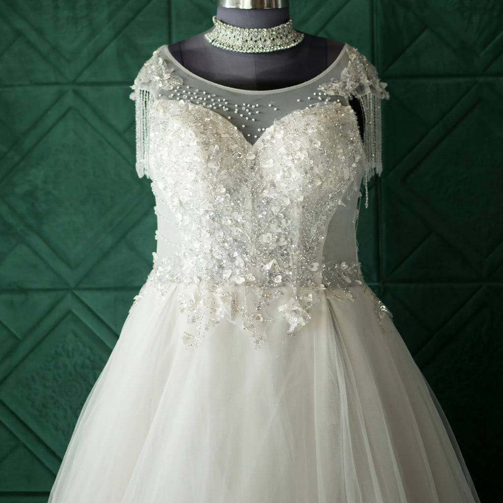 White Bridal Net Gown