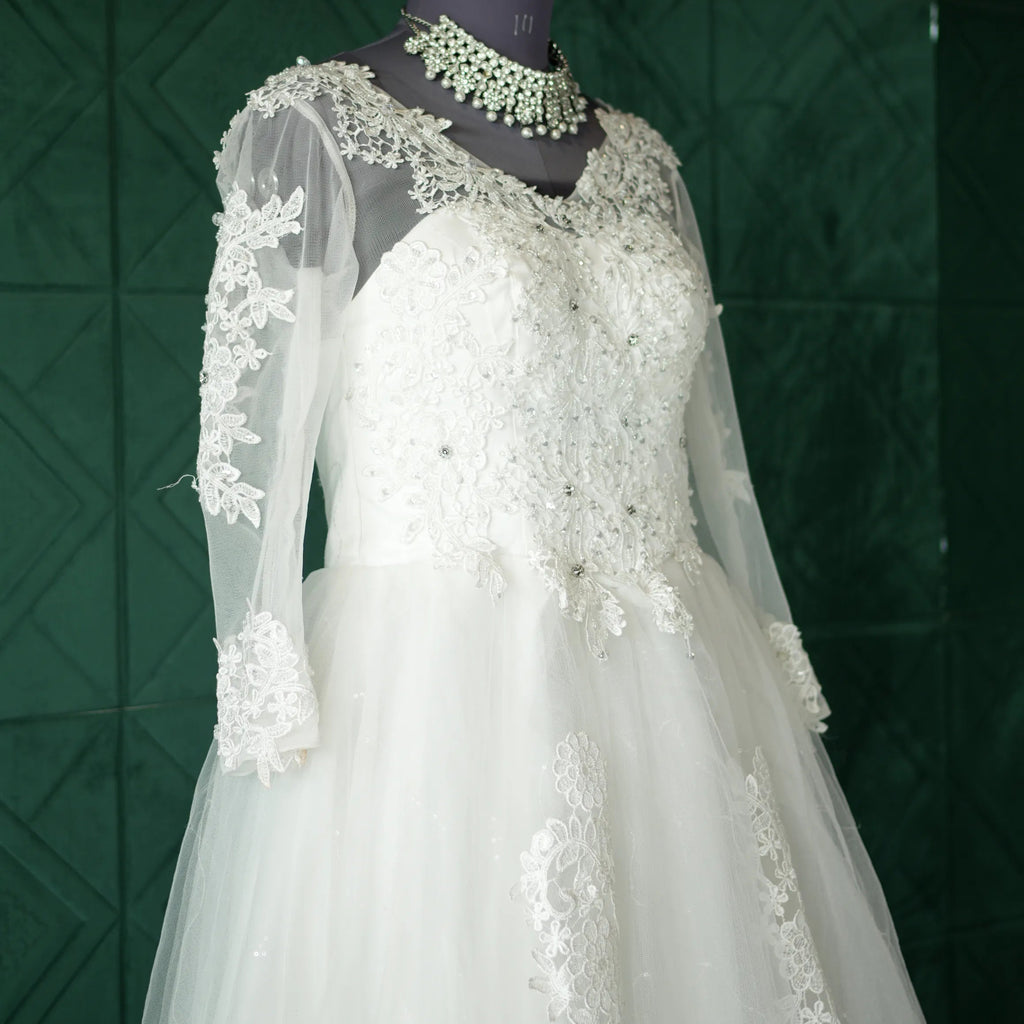 White Net Wedding Gown