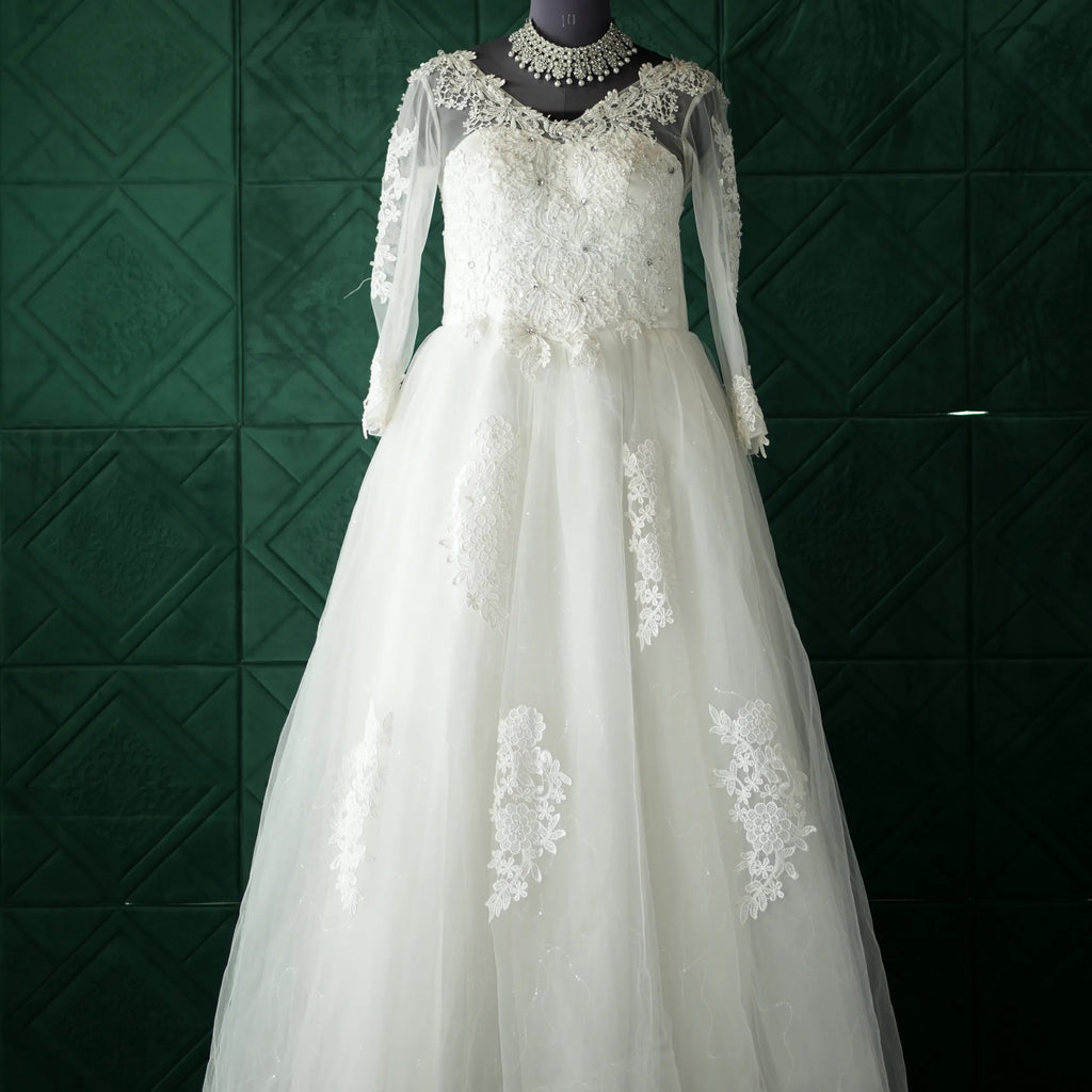 White Net Wedding Gown
