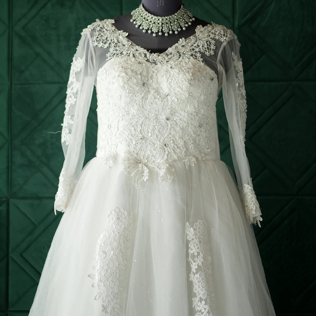 White Net Wedding Gown