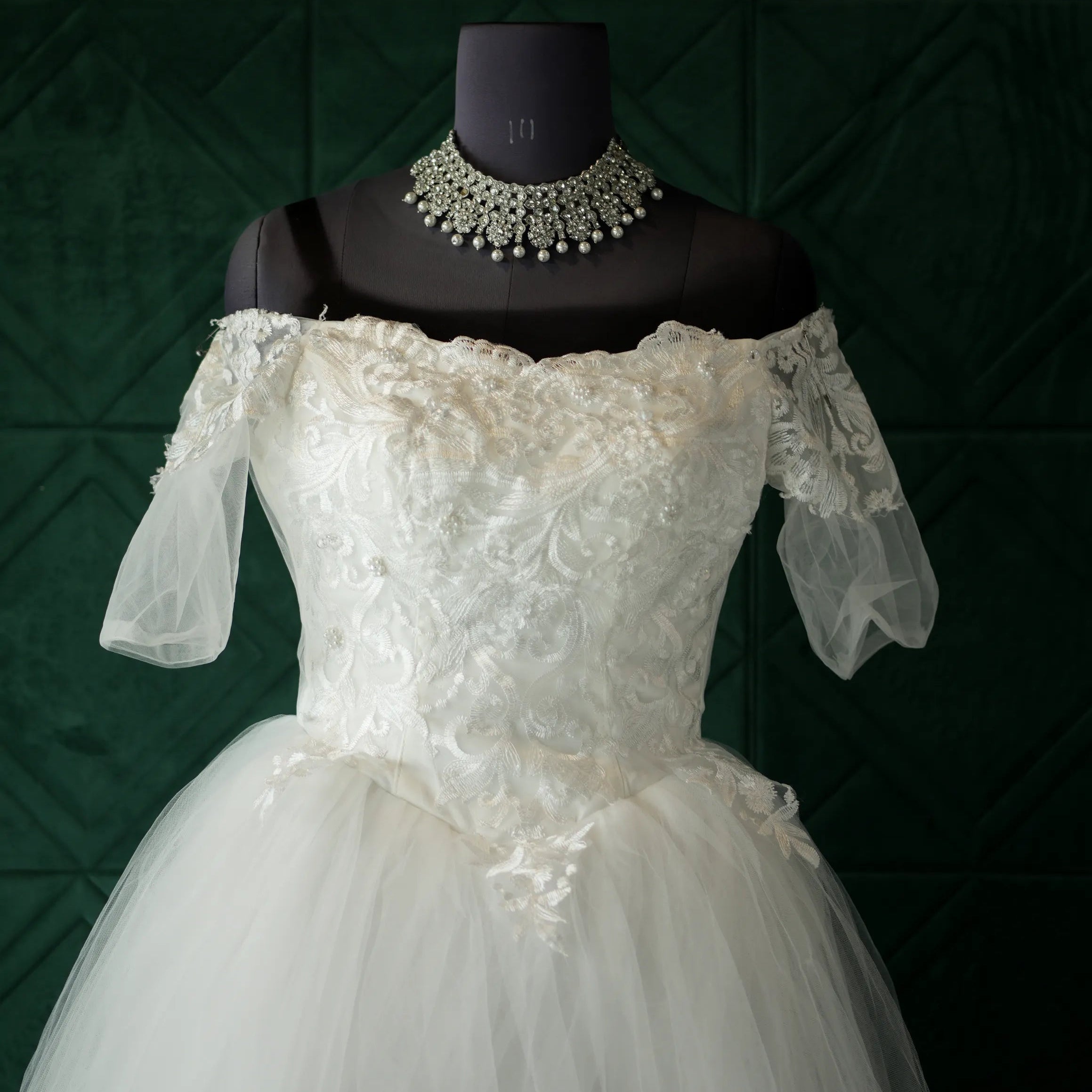 White Off-Shoulder Bridal Gown