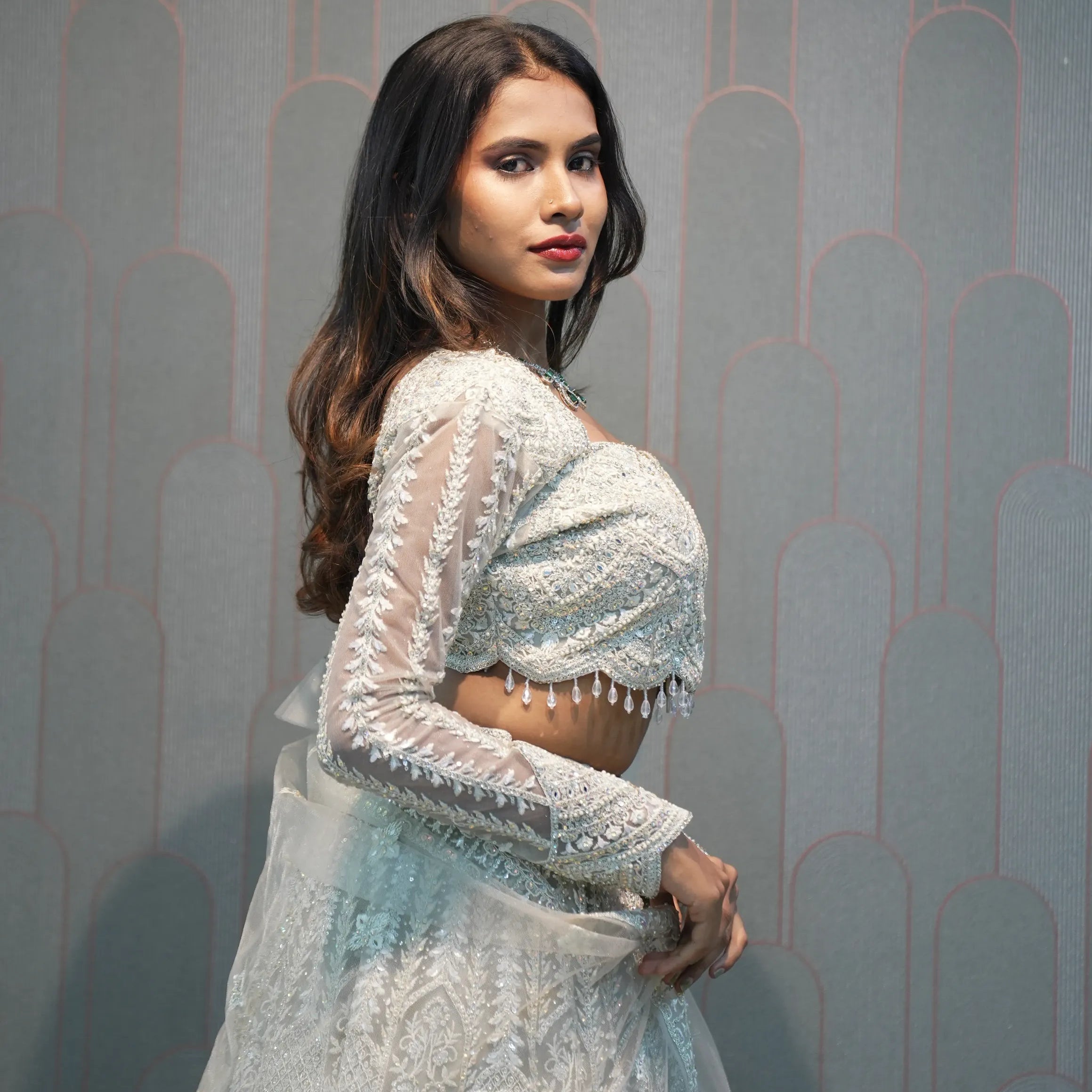 Serene White Embellished Crop Top