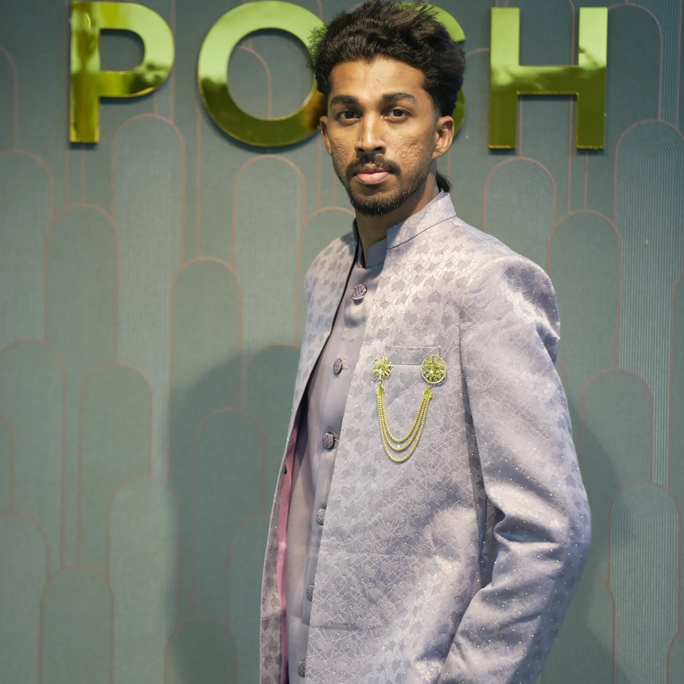 Light Lavender Indo-Western Groom Set