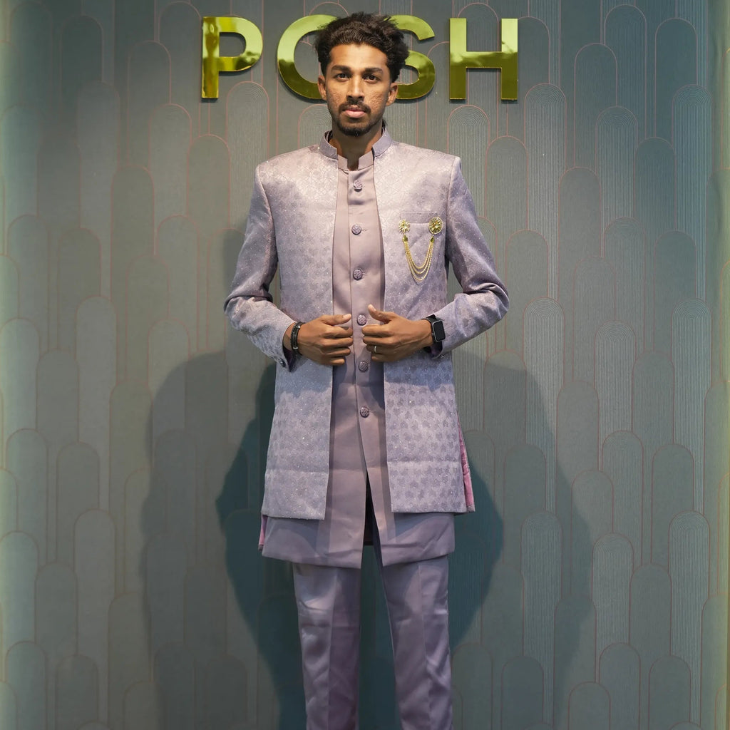 Light Lavender Indo-Western Groom Set