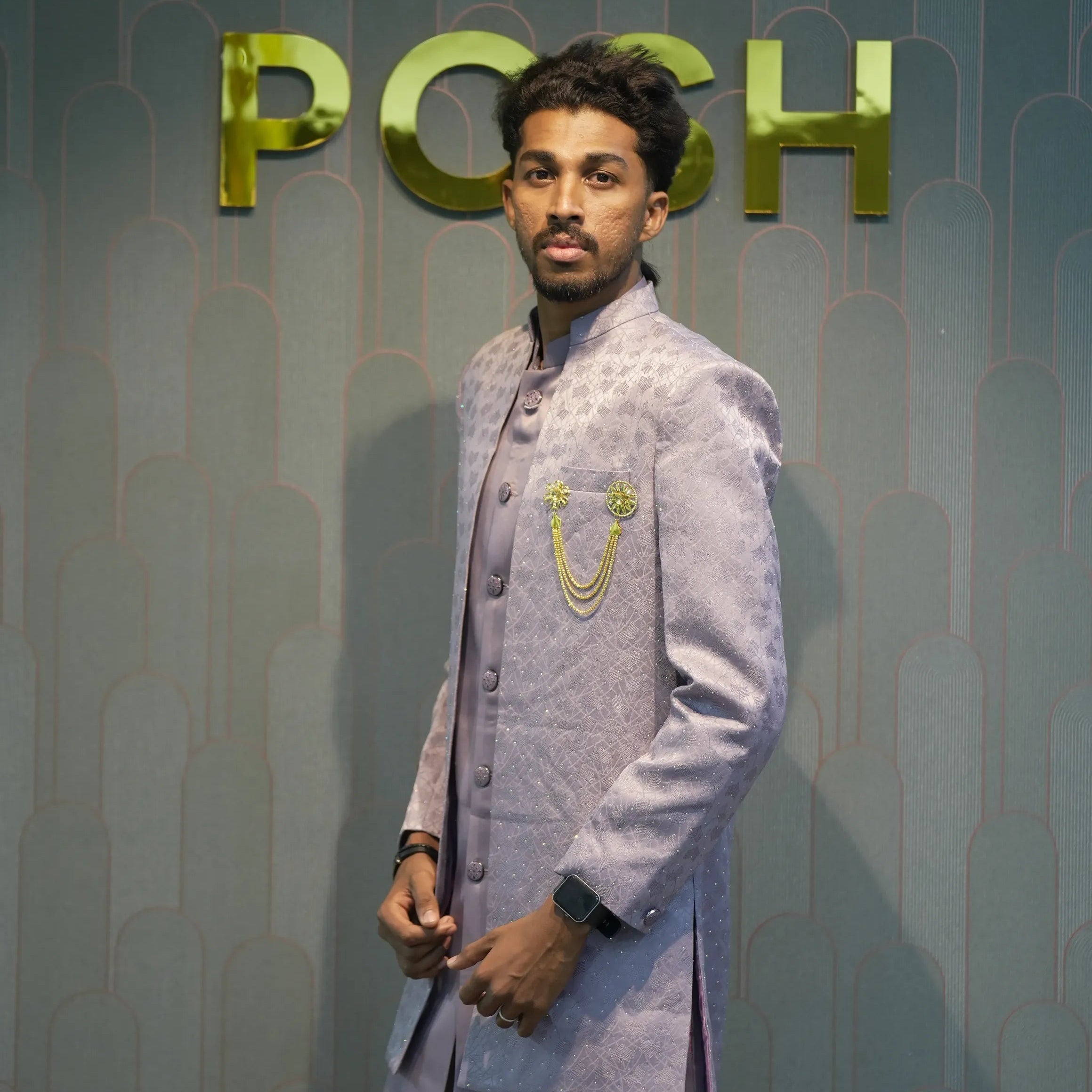 Light Lavender Indo-Western Groom Set