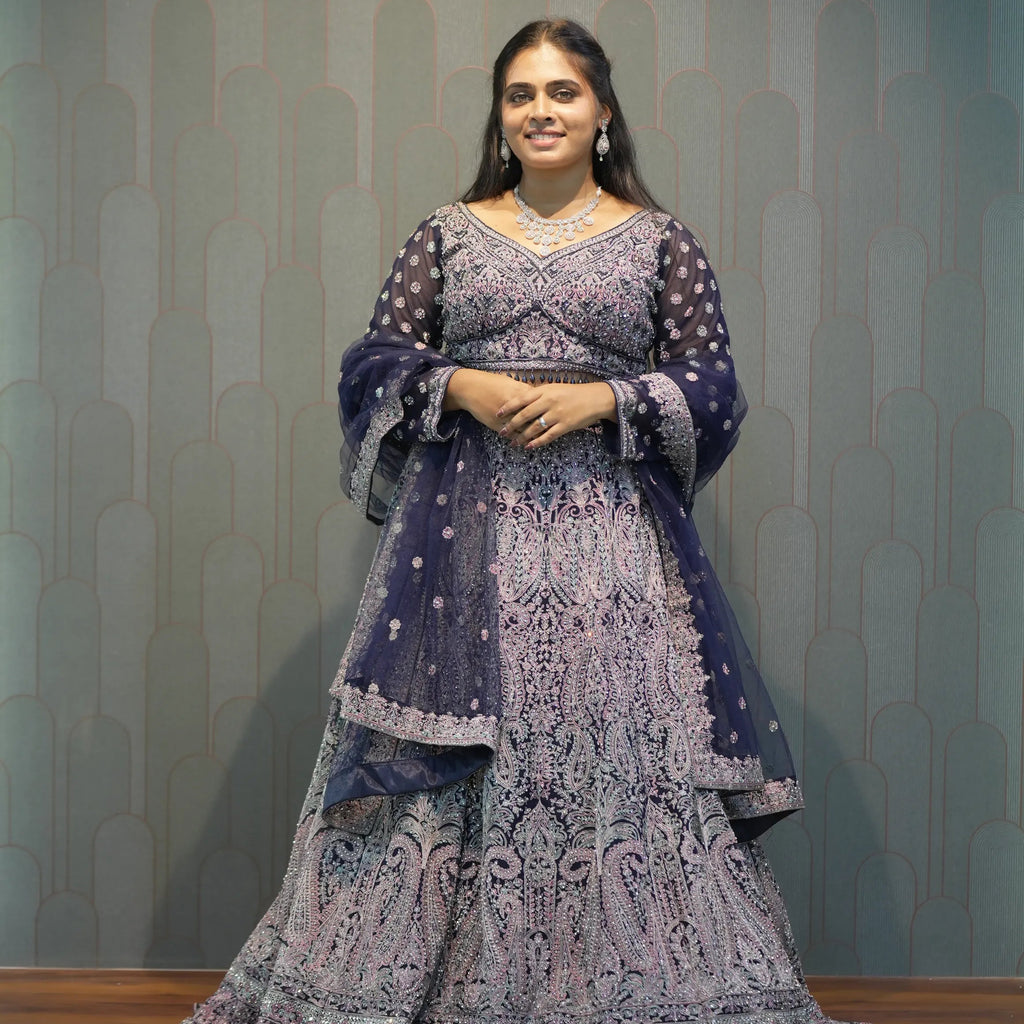 Women Wearing Midnight Blue Crop Top