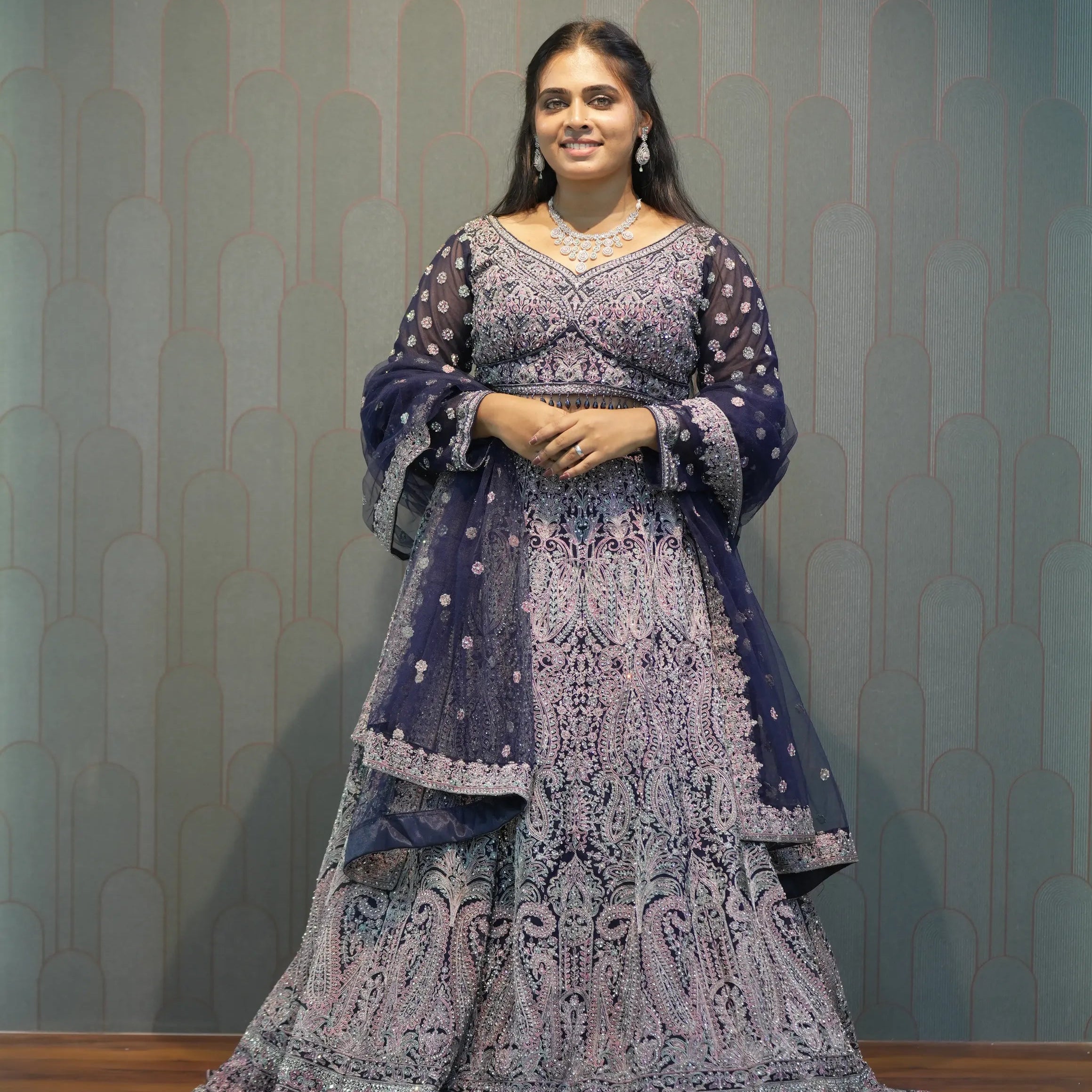 Women Wearing Midnight Blue Crop Top