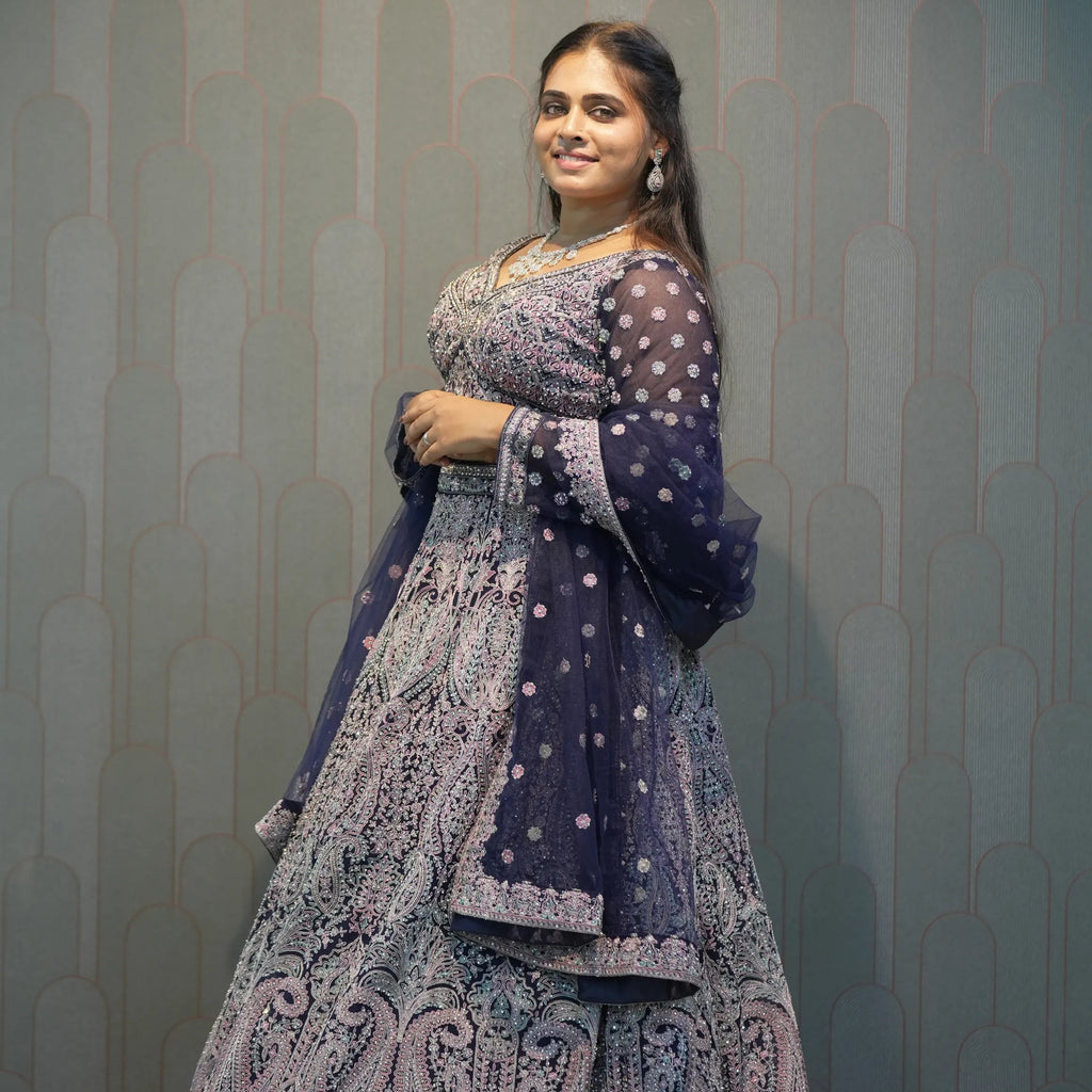 Women Wearing Midnight Blue Crop Top