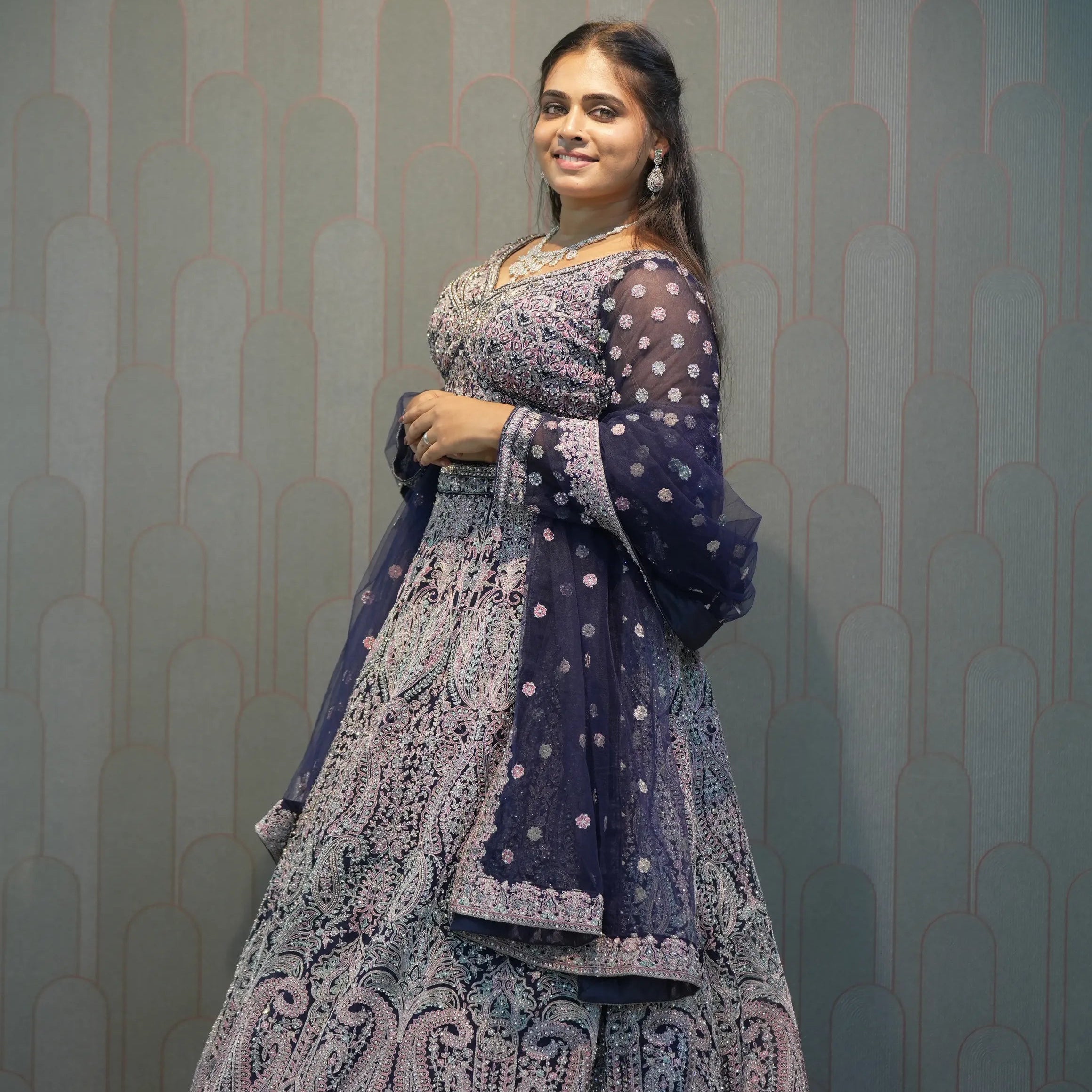 Women Wearing Midnight Blue Crop Top