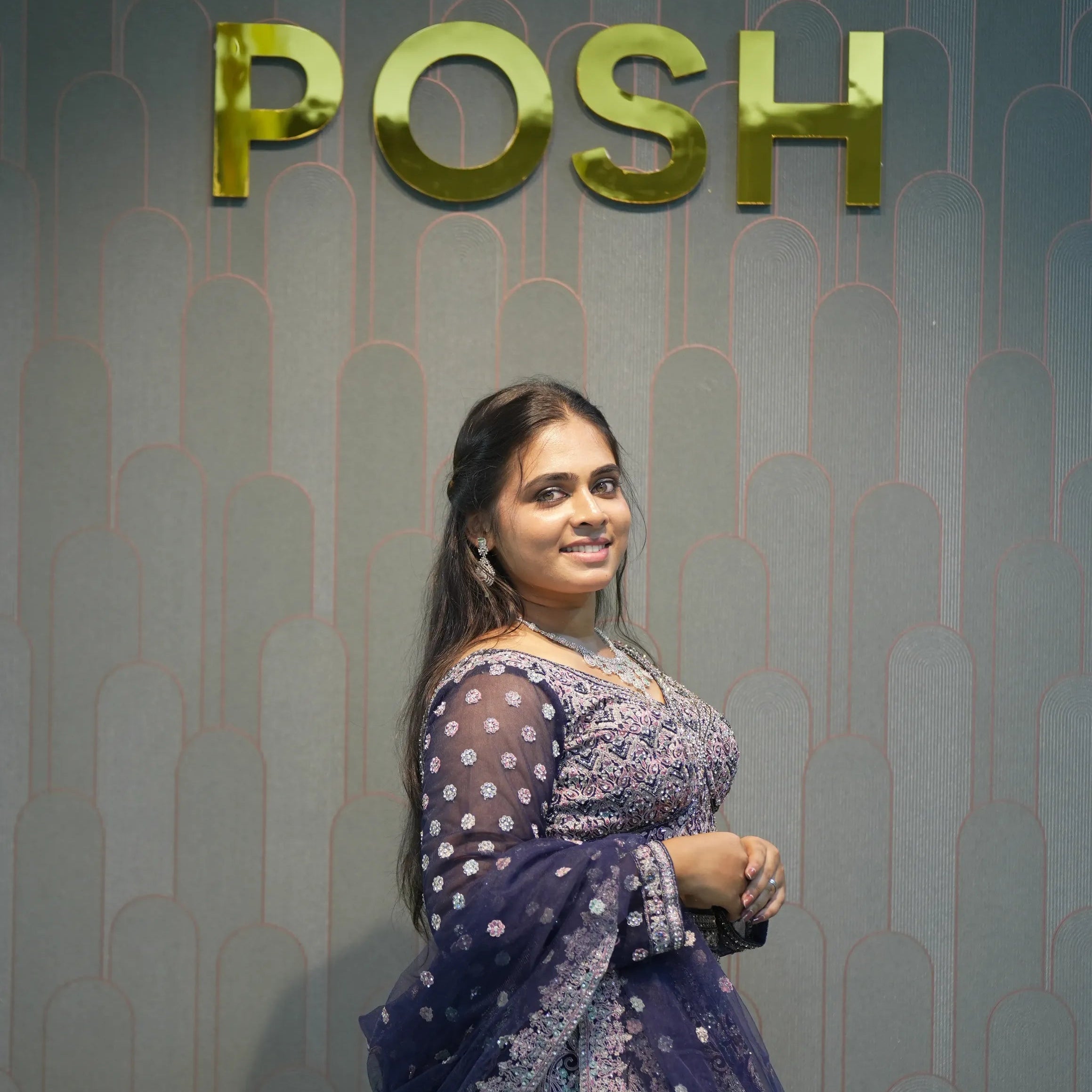 Women Wearing Midnight Blue Crop Top