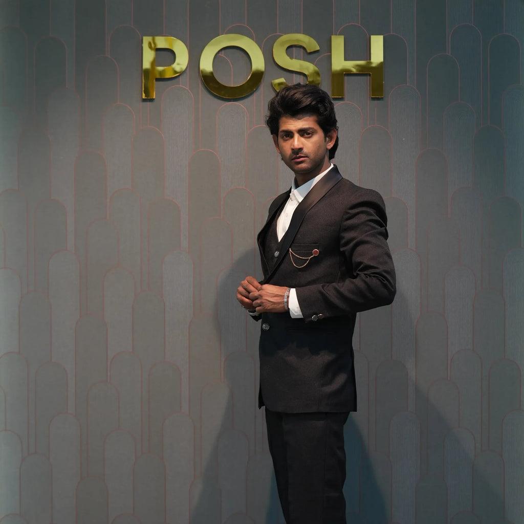 Men Wearing Black Three-Piece Groom Suit