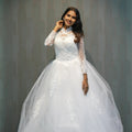Elegant White High-Neck Bridal Gown