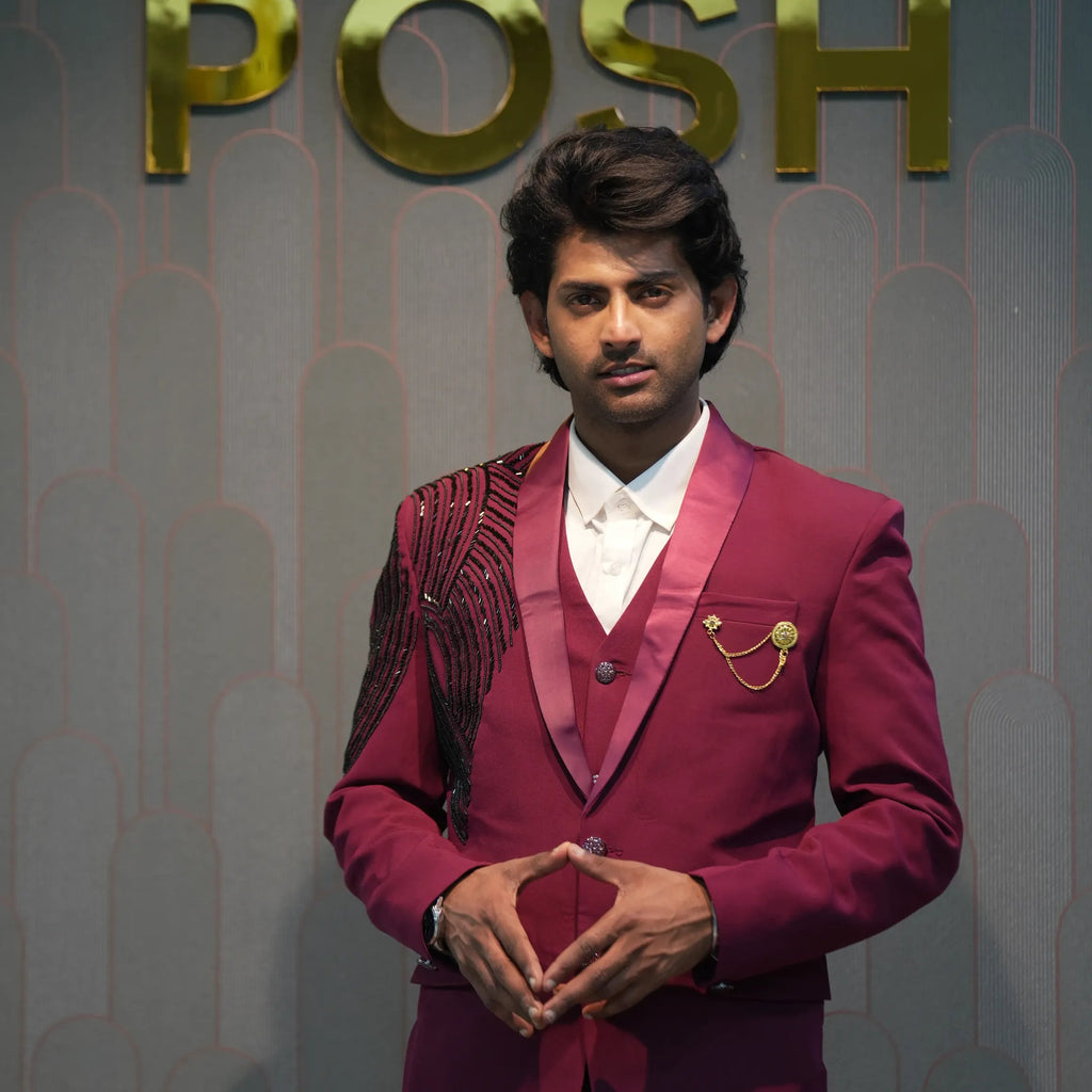 Regal Maroon Three-Piece Suit