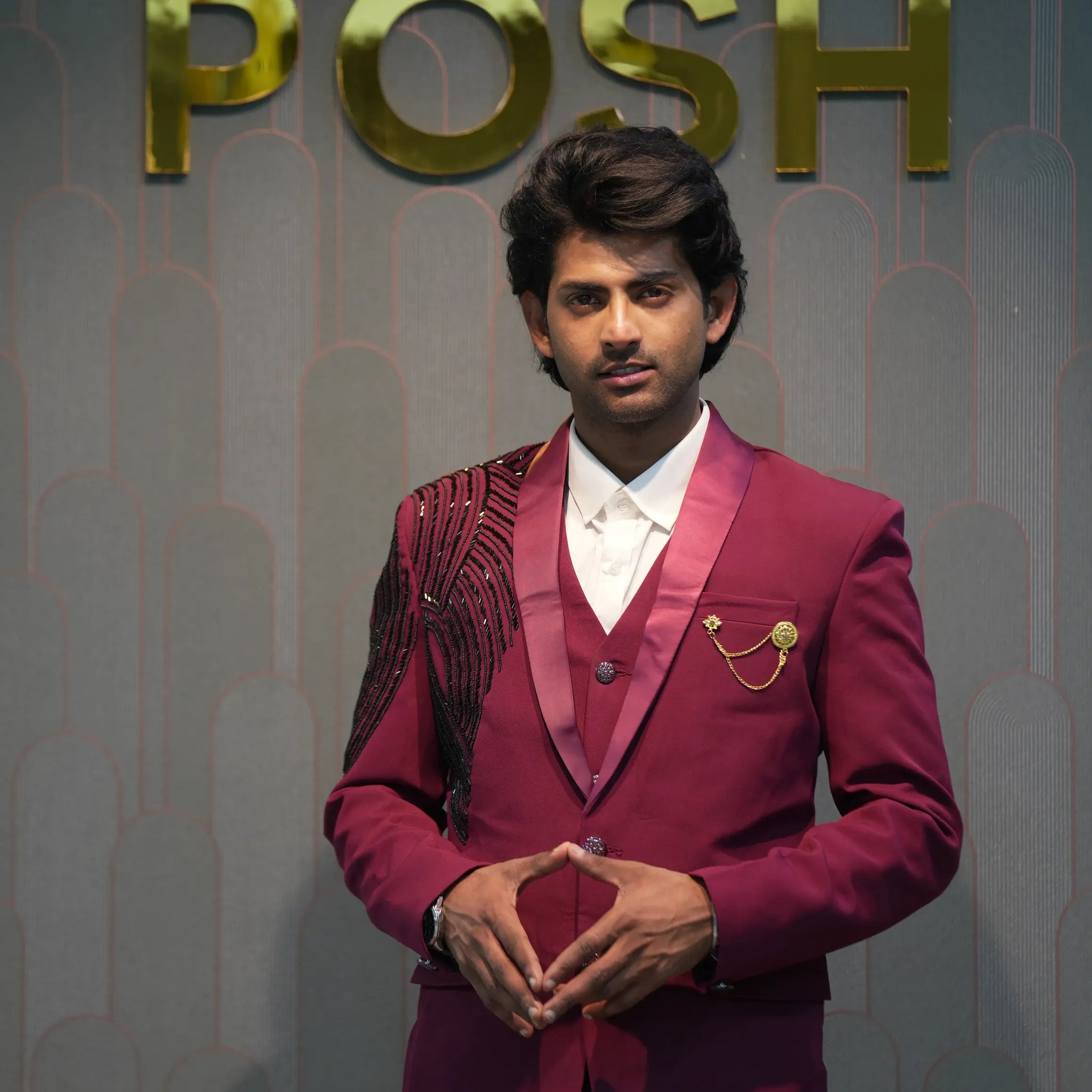 Regal Maroon Three-Piece Suit