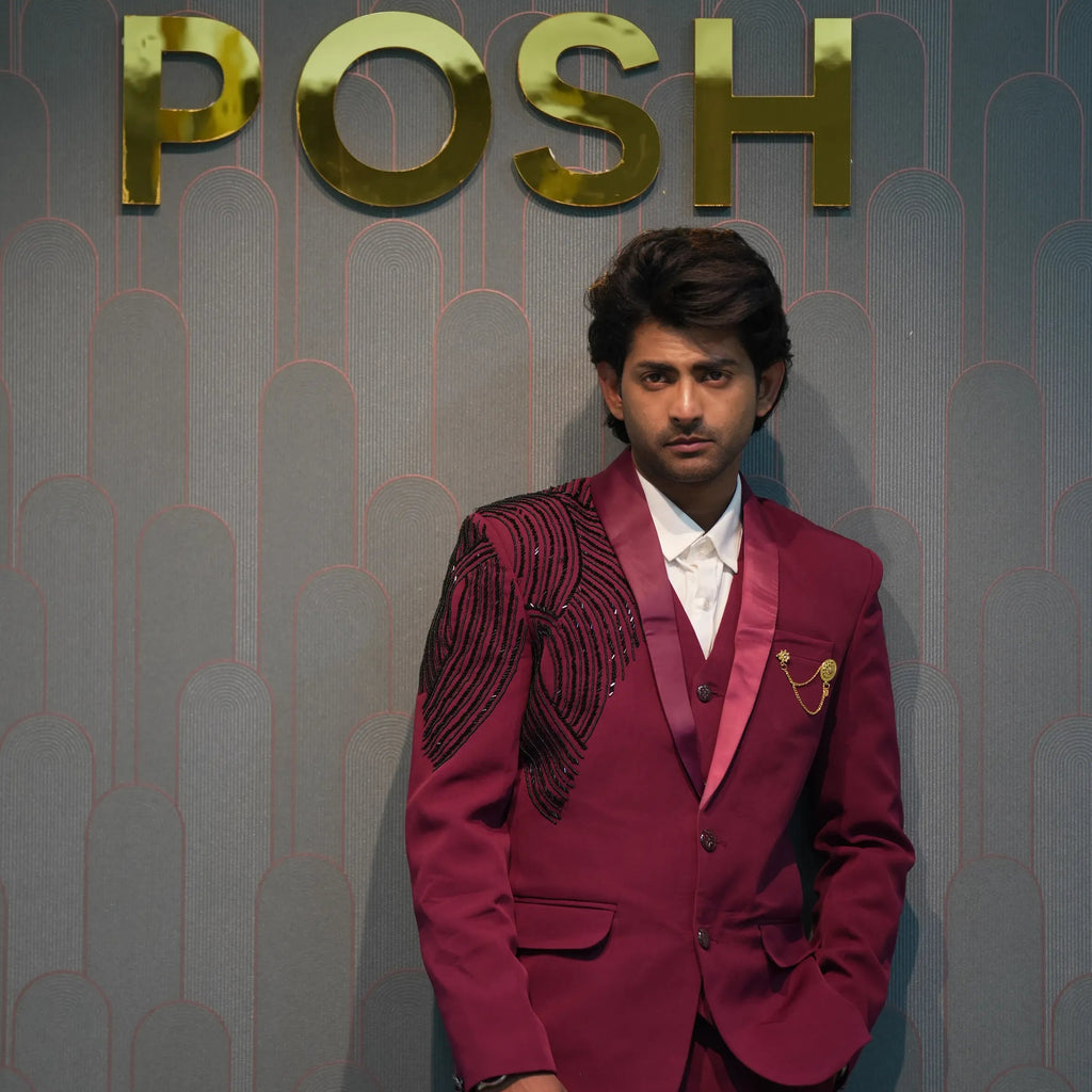 Regal Maroon Three-Piece Suit