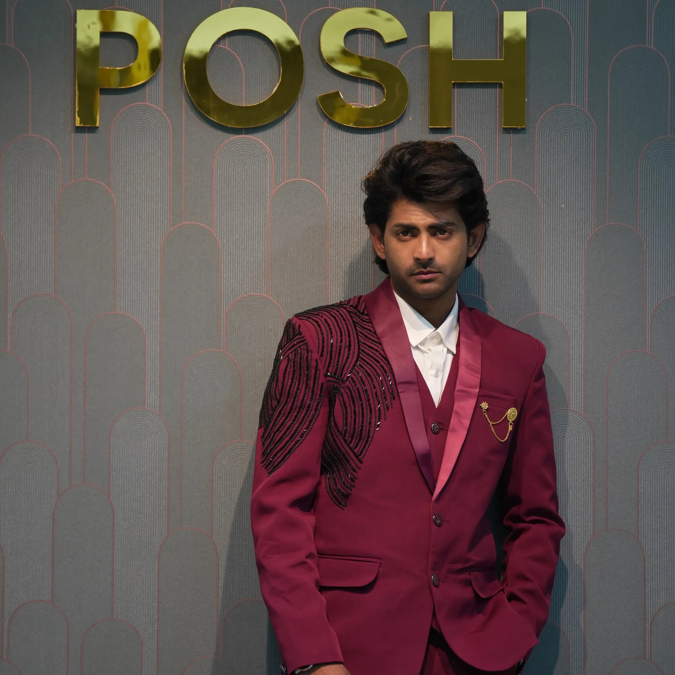 Regal Maroon Three-Piece Suit