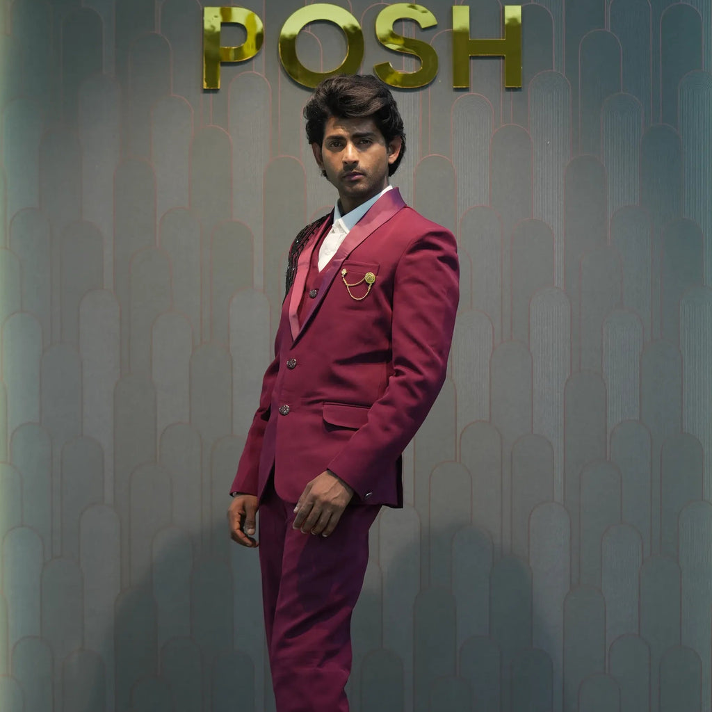 Regal Maroon Three-Piece Suit