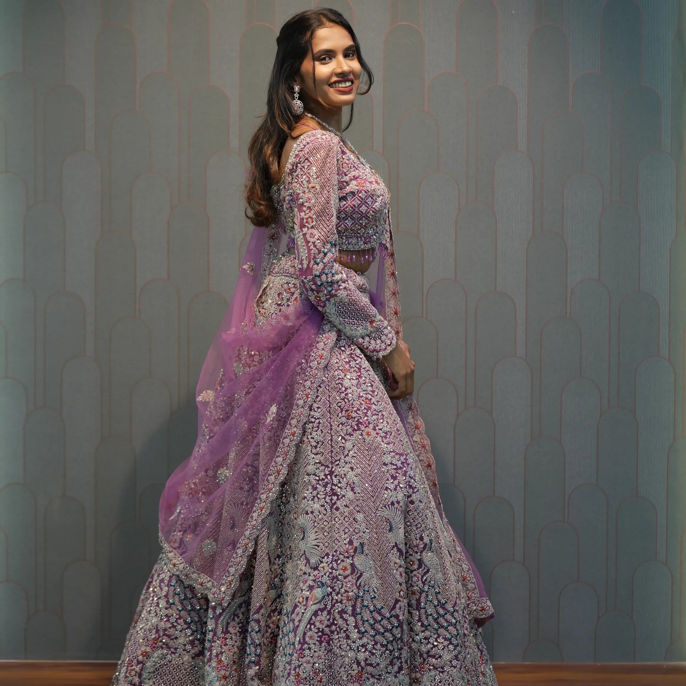 Lavender Heavy Embellished Crop Top