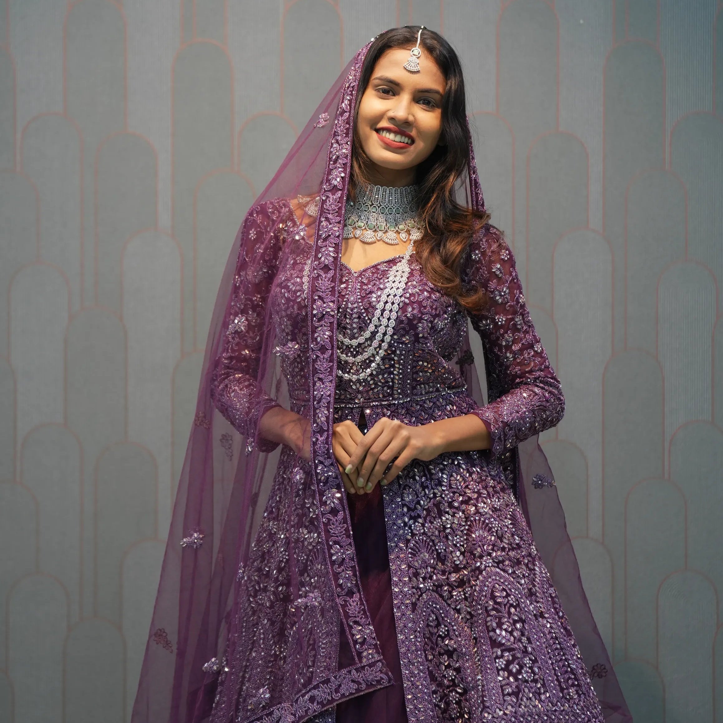 Deep Purple Arabic Lacha Set