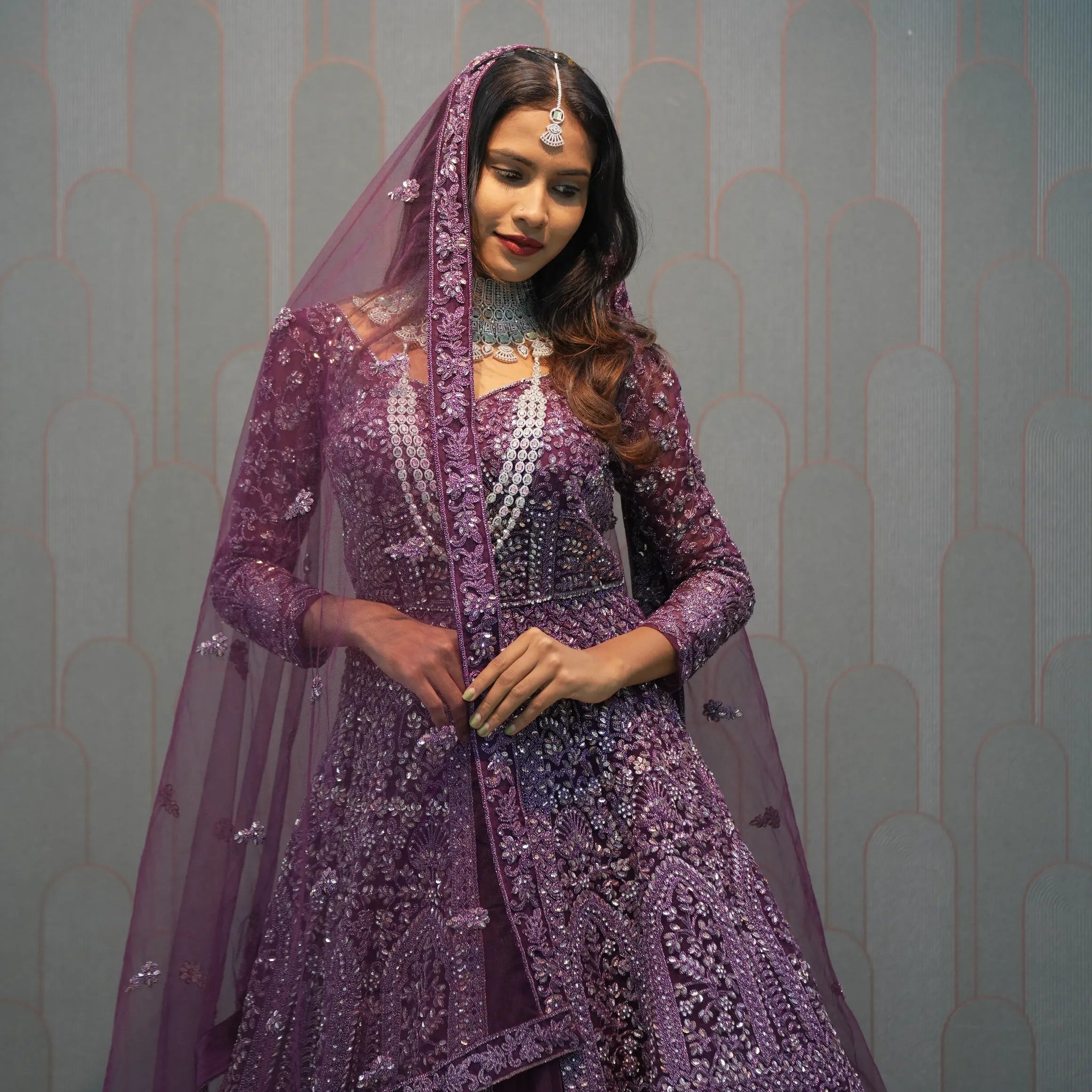 Deep Purple Arabic Lacha Set