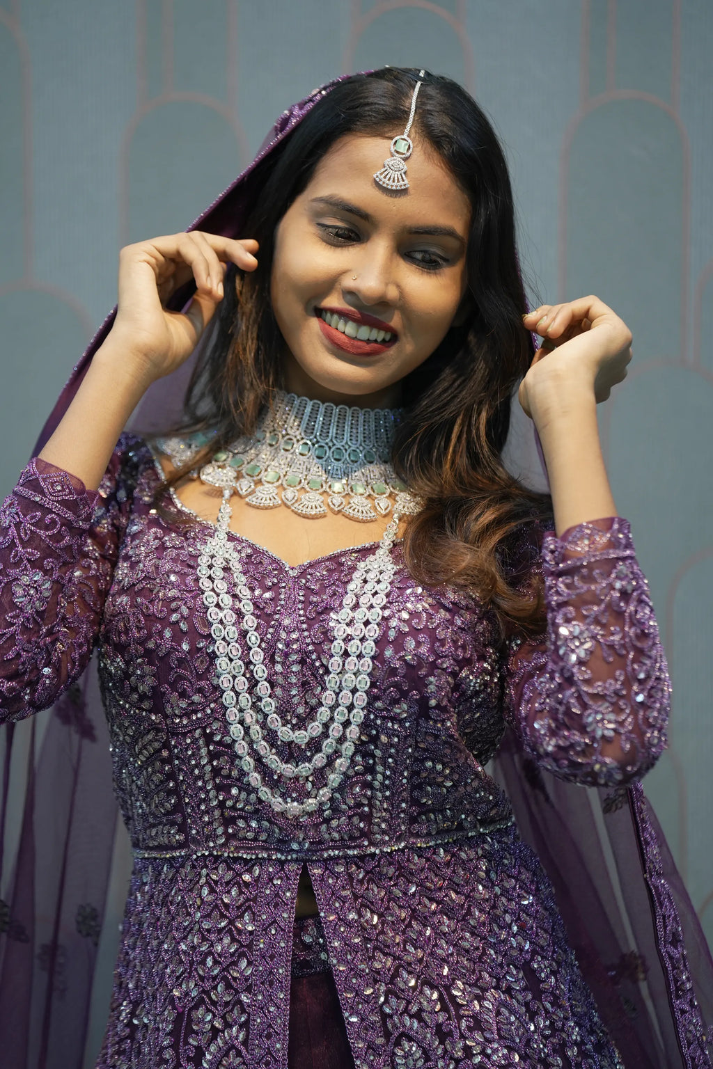 Deep Purple Arabic Lacha Set