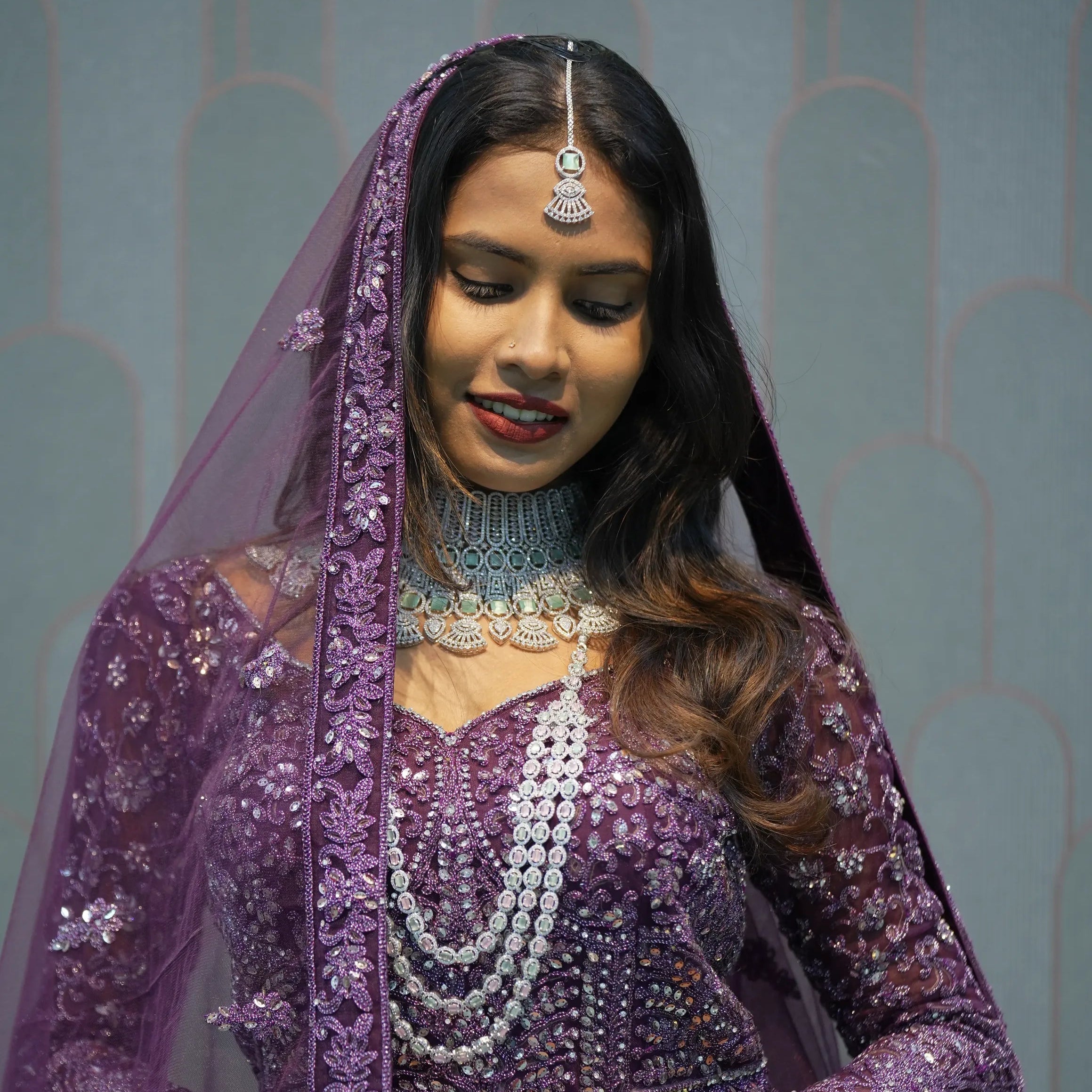 Deep Purple Arabic Lacha Set