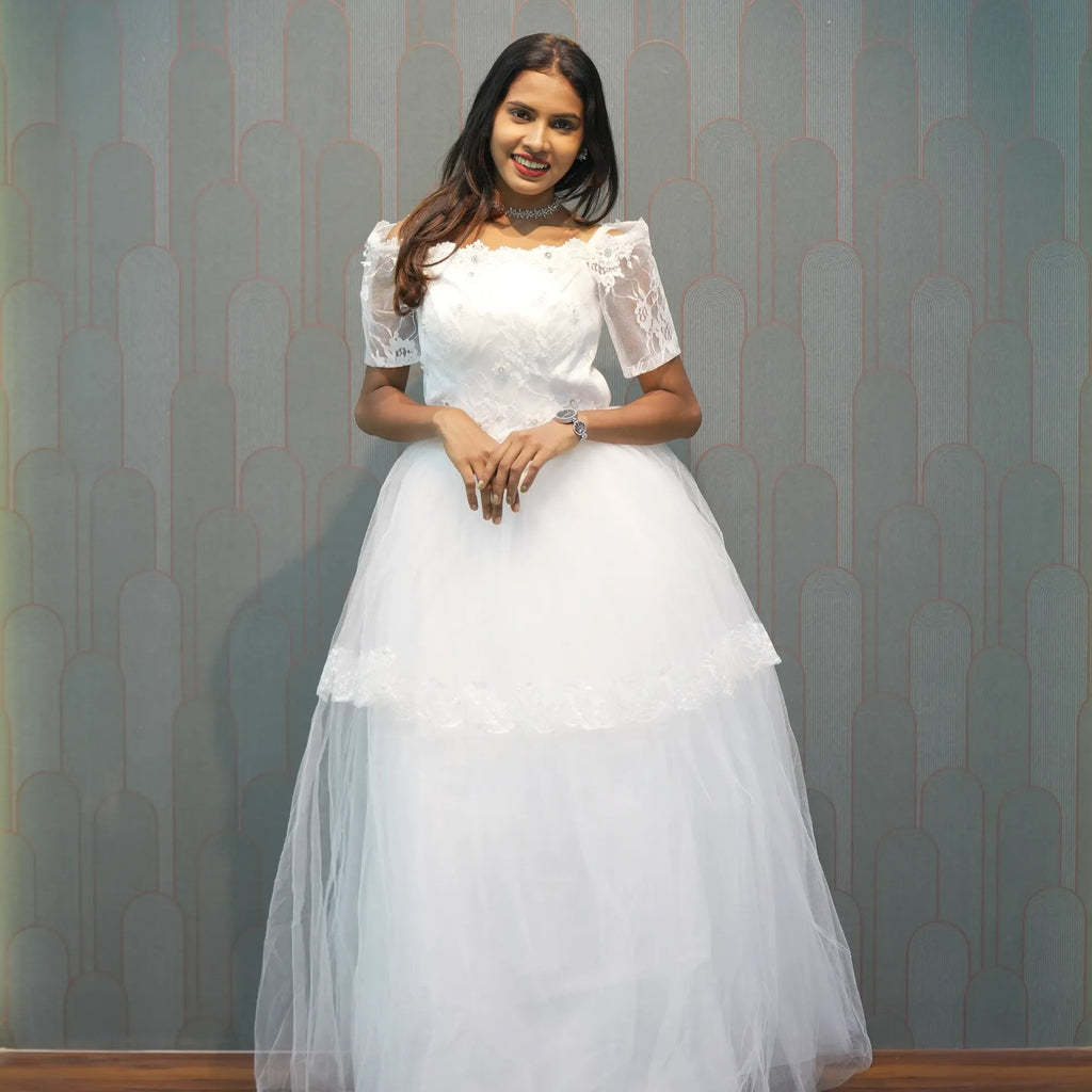 Elegant White Lace Bridal Gown