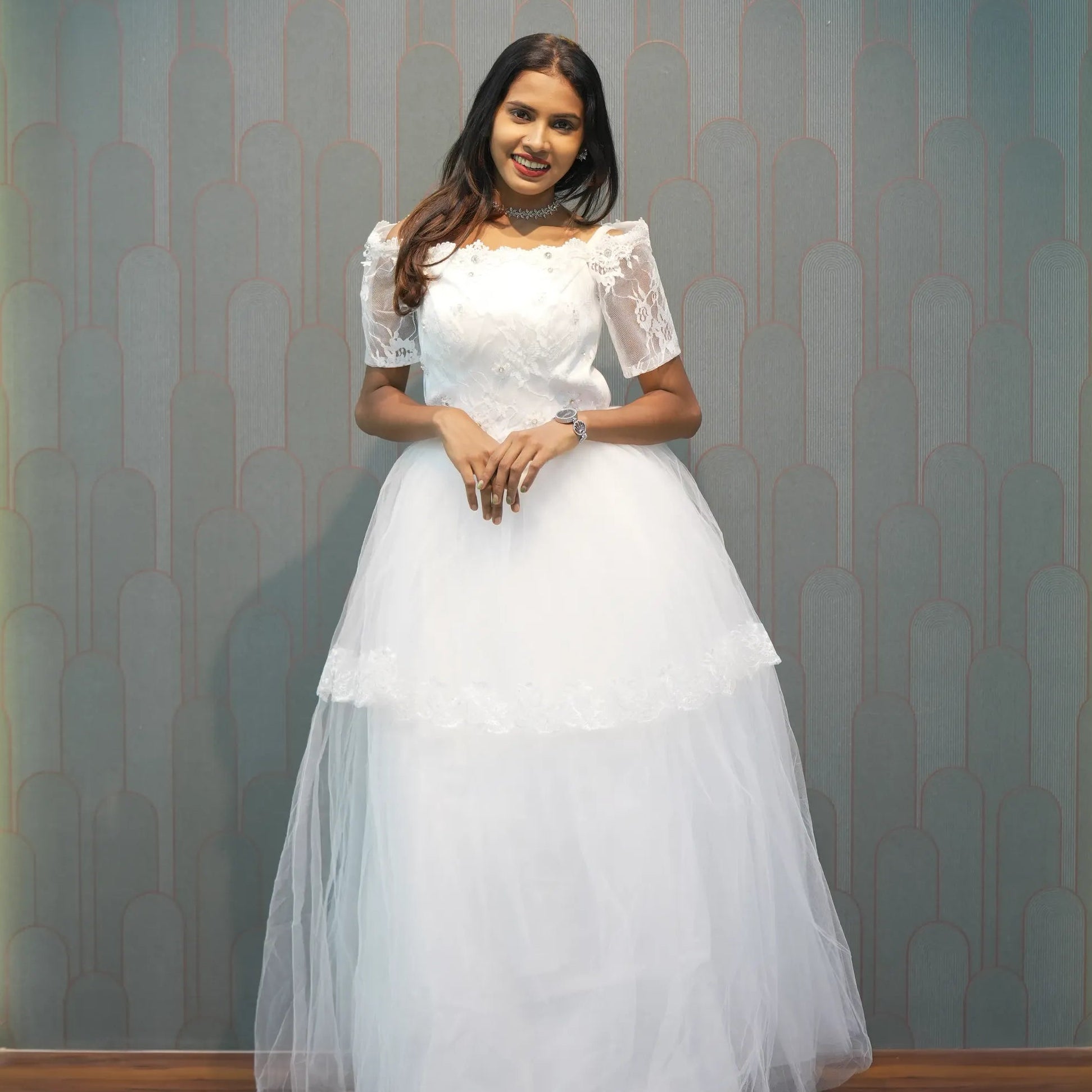 Elegant White Lace Bridal Gown