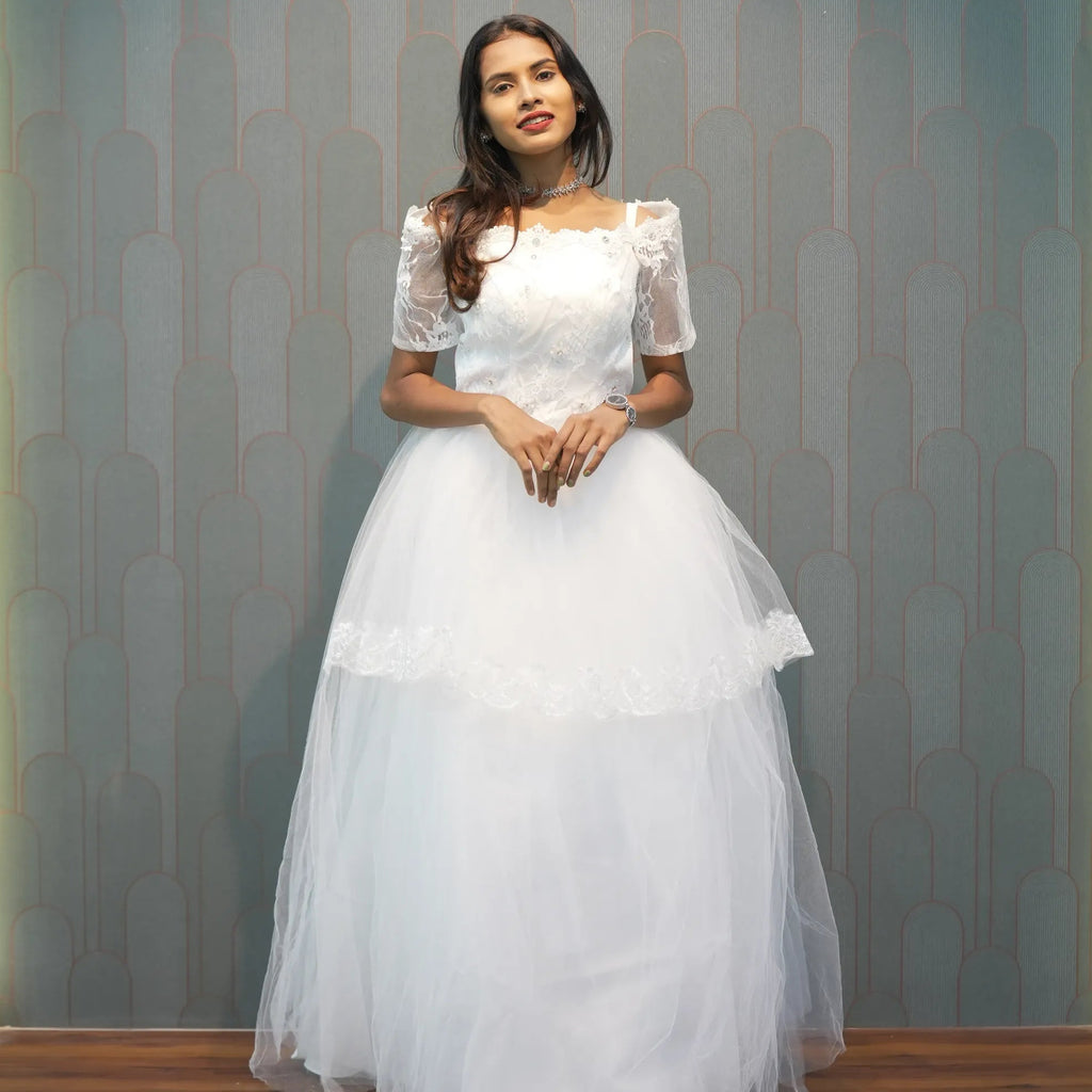 Elegant White Lace Bridal Gown