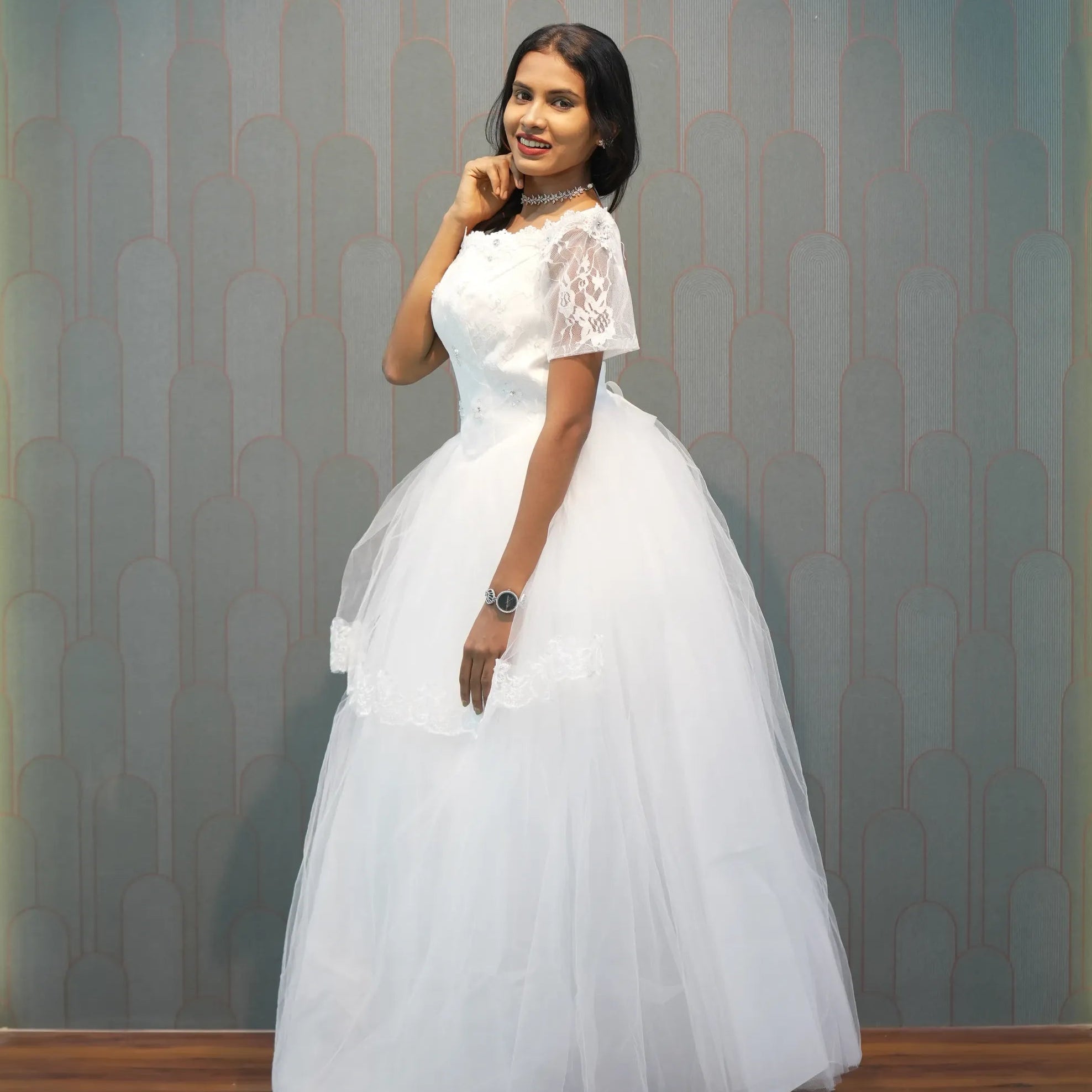 Elegant White Lace Bridal Gown