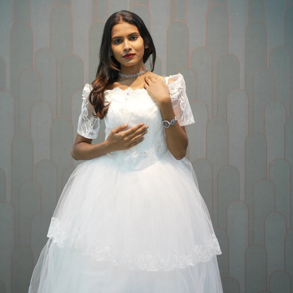 Elegant White Lace Bridal Gown