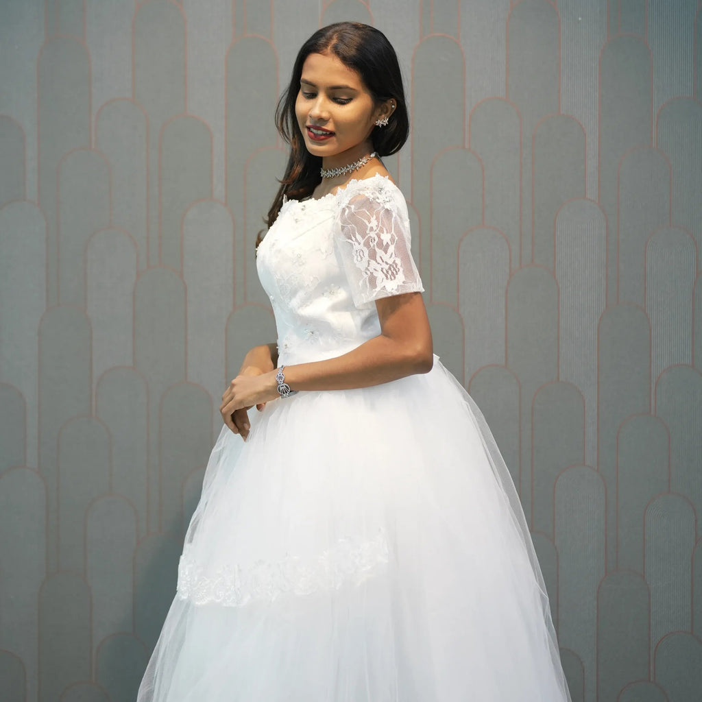 Elegant White Lace Bridal Gown