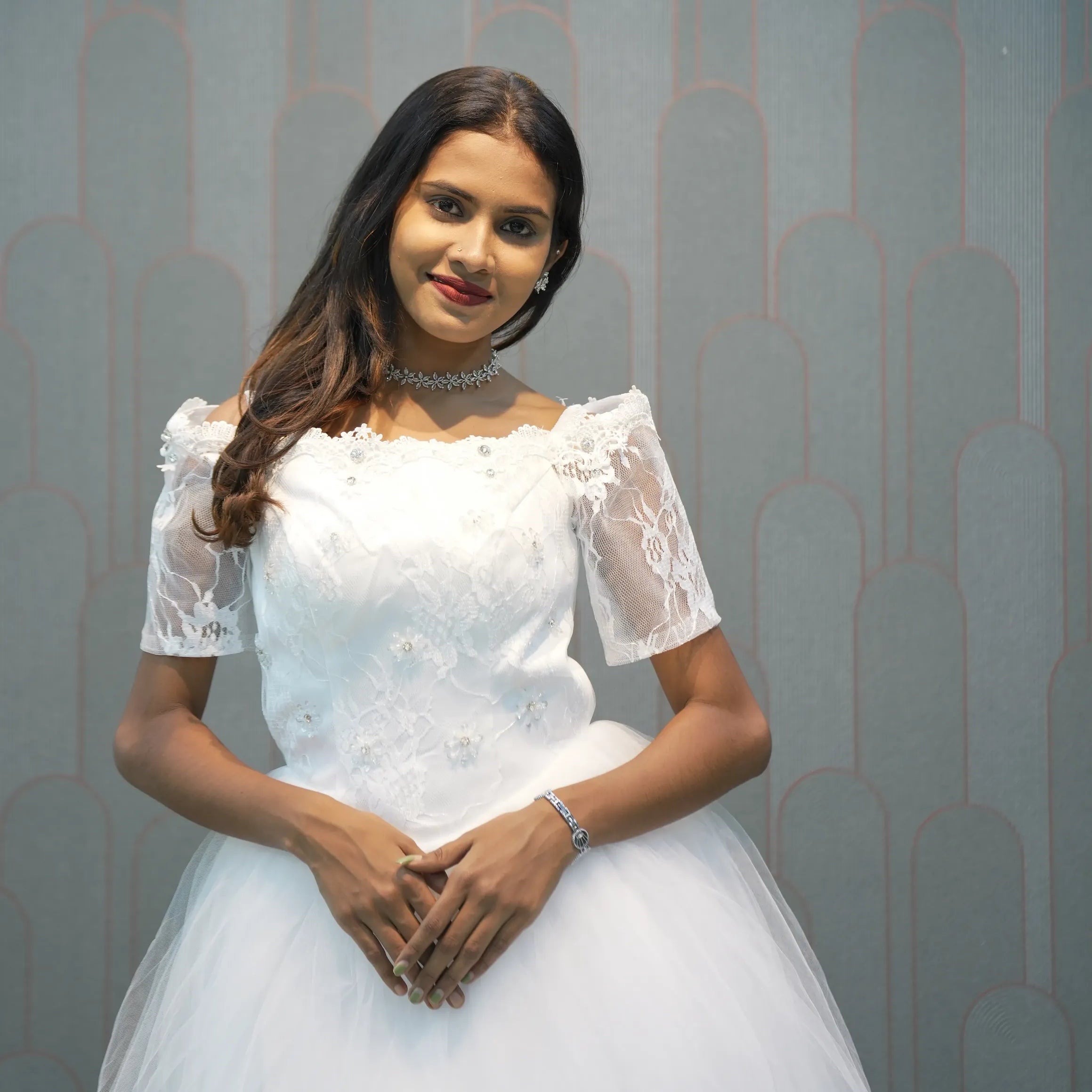 Elegant White Lace Bridal Gown