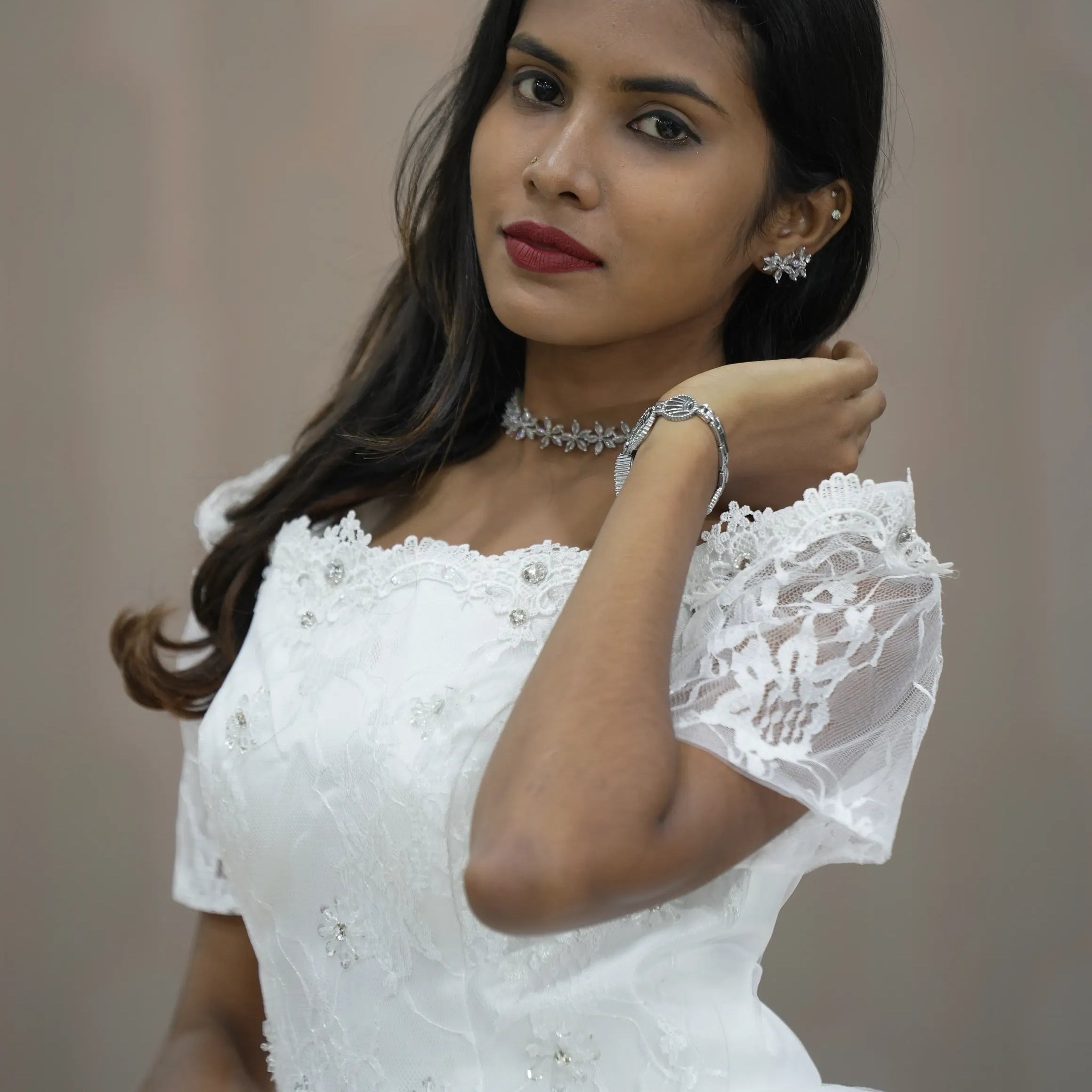 Elegant White Lace Bridal Gown