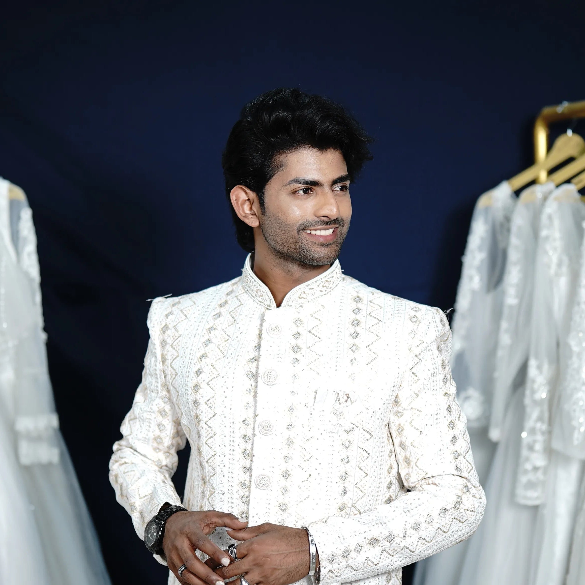 Elegant White Sherwani