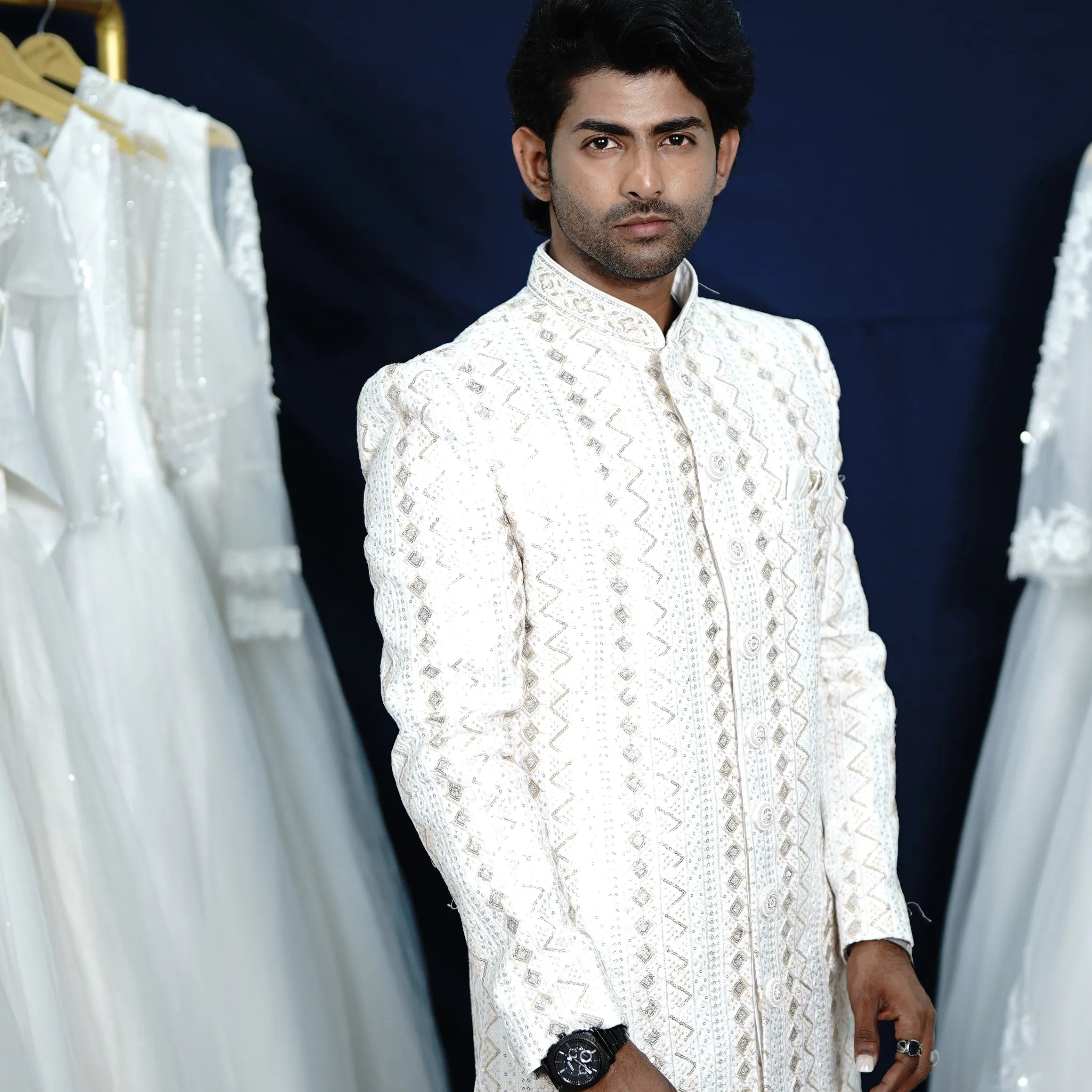 Elegant White Sherwani