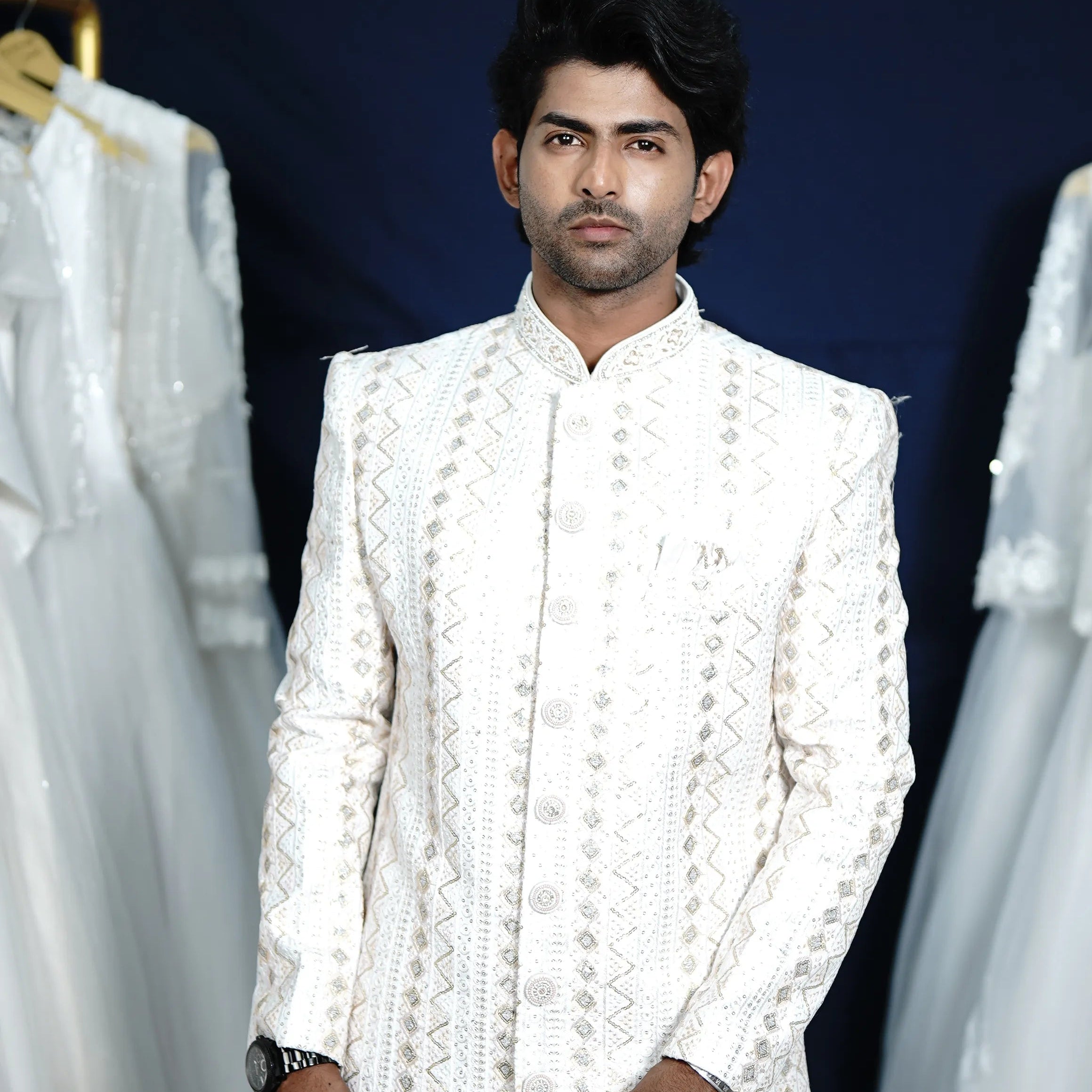 Elegant White Sherwani