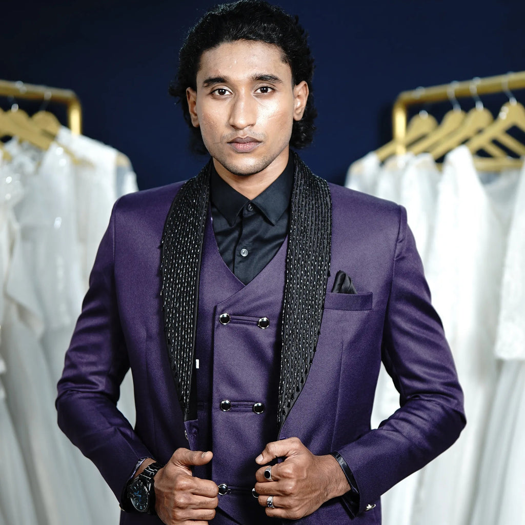 Elegant Purple Wedding Suit