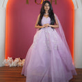 lavender princess bridal ball gown available at Posh Wedding Rental Kerala reception gown rental