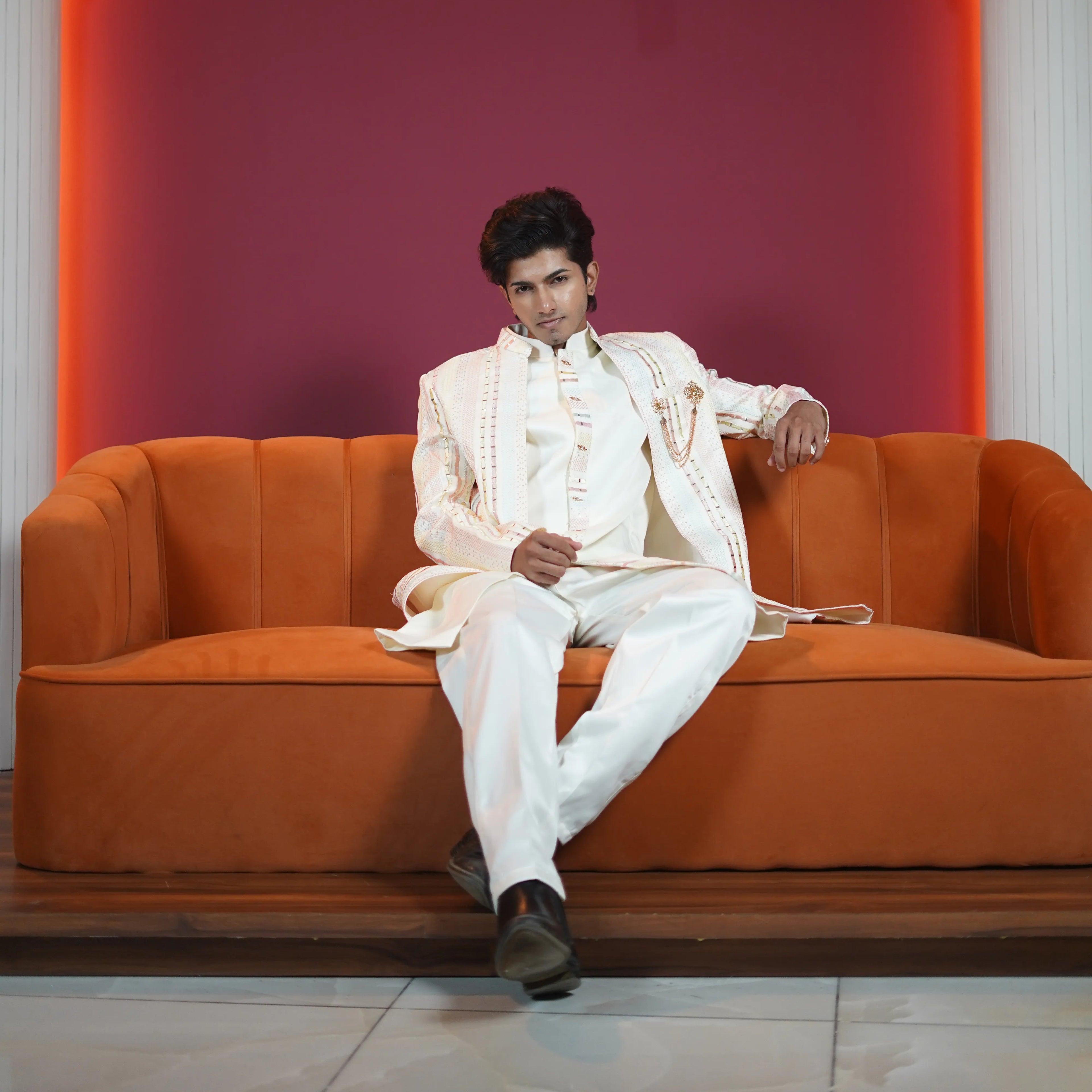 Cream Designer Sherwani