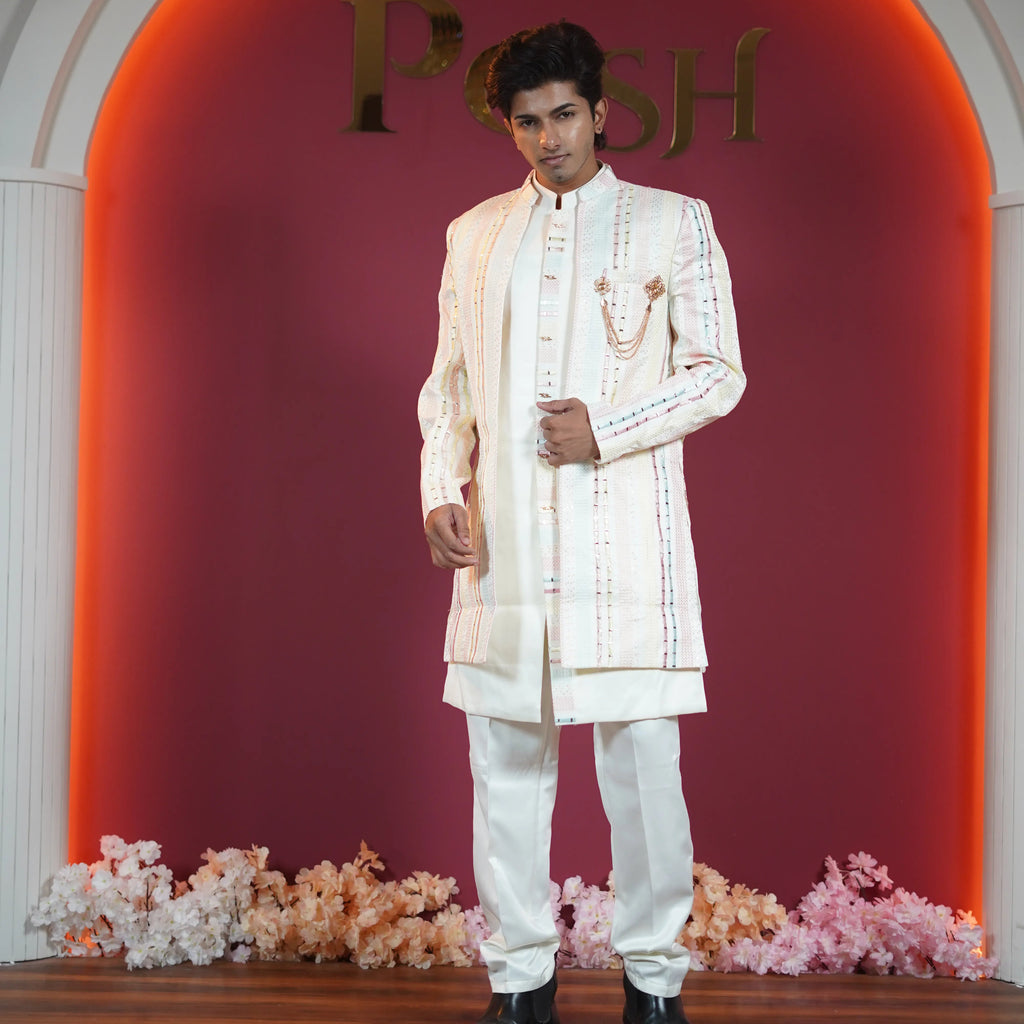 Cream Designer Sherwani