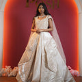 champagne gold designer bridal ball gown with veil available at Posh Wedding Rental Kerala bridal gown rental