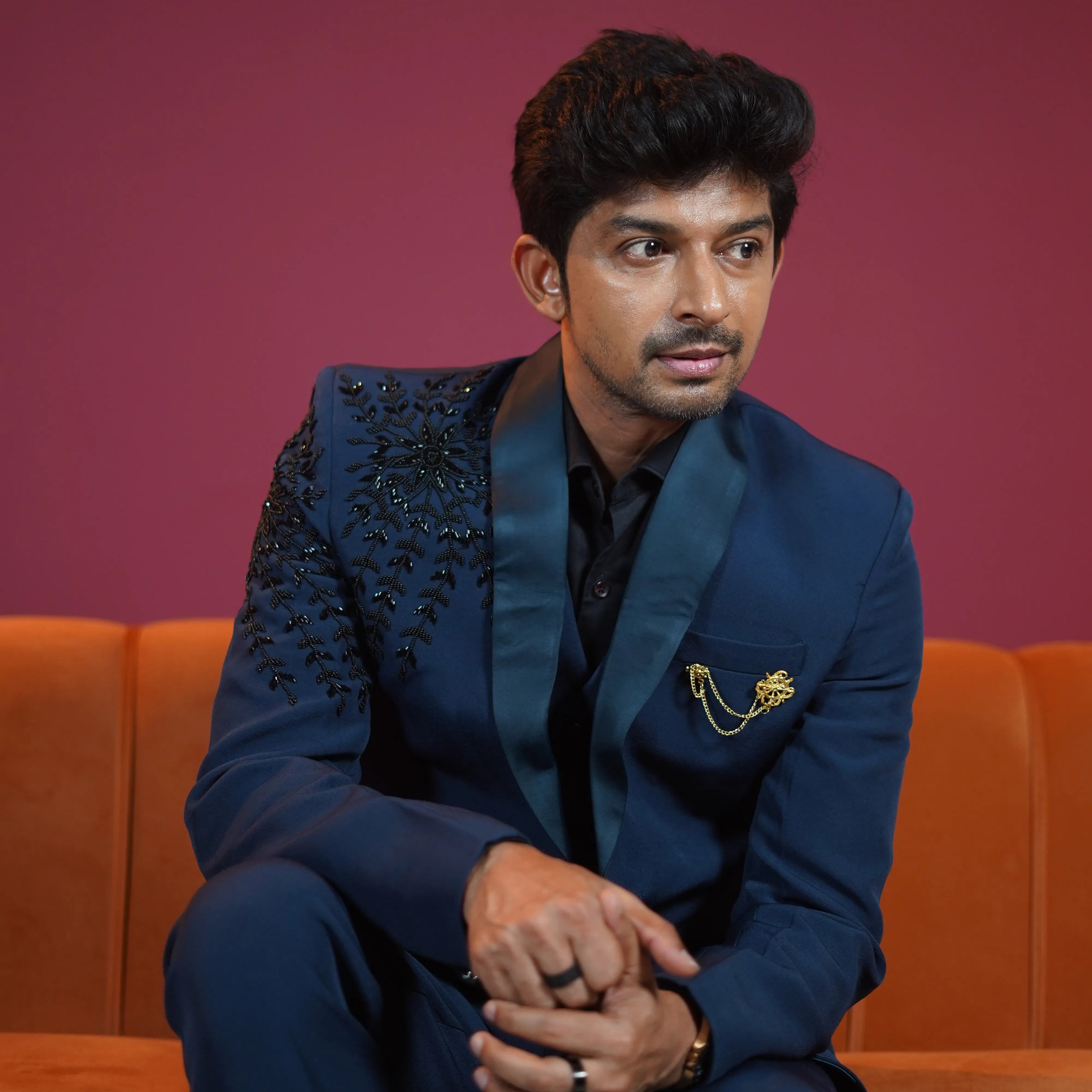 Royal navy blue designer tuxedo for groom available at Posh Wedding Rental Kerala wedding suit rental