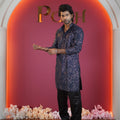 midnight blue sequin designer kurta for men available at Posh Wedding Rental Kerala ethnic wear rental