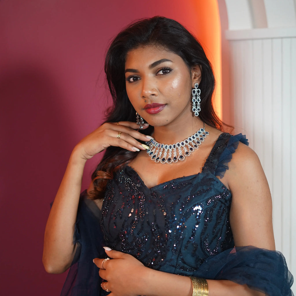 Blue Sequin Designer Lehenga