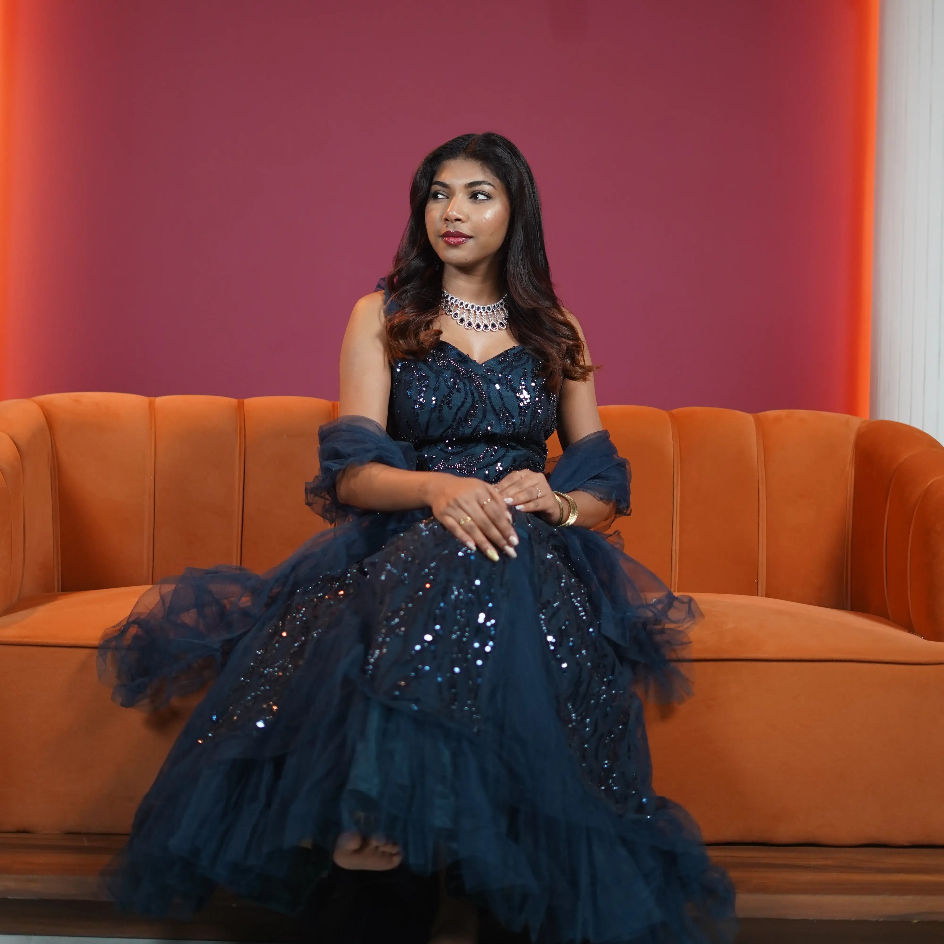 Blue Sequin Designer Lehenga