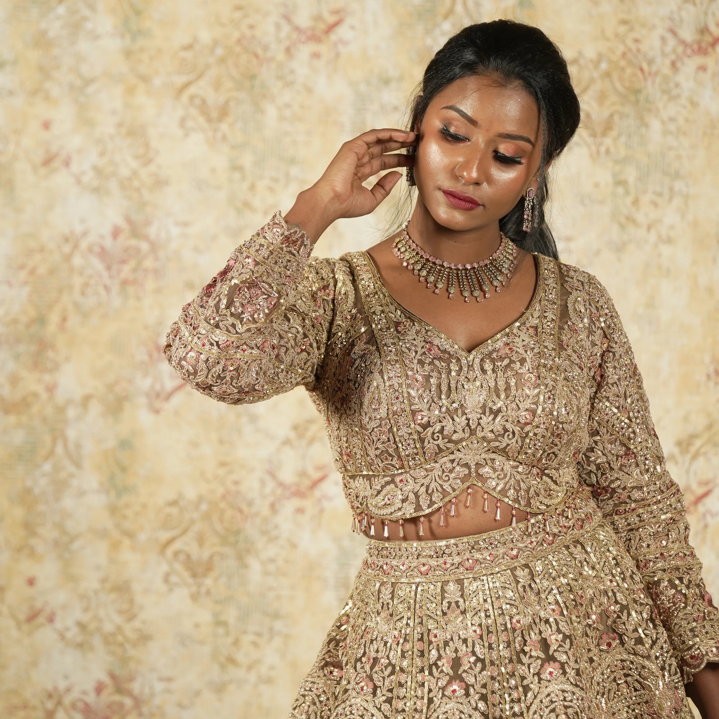 Brown Designer Crop Top