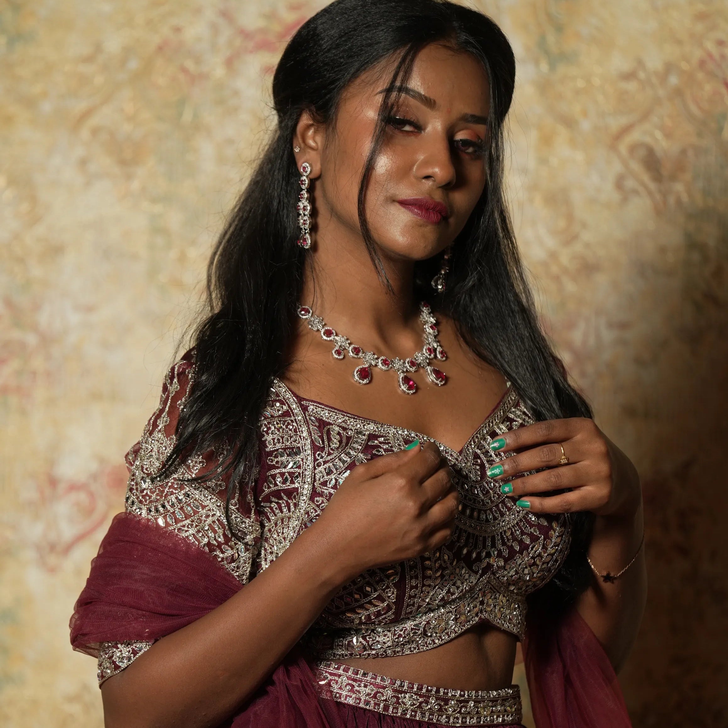 Maroon Designer Crop Top