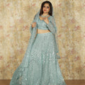 Pastel Blue Crop Top Lehenga